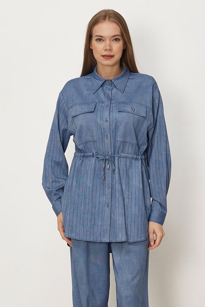 Hijab-Kleidung BLAU HOSENANZUG MIT DENIM-LOOK 46360 - ALVİNA