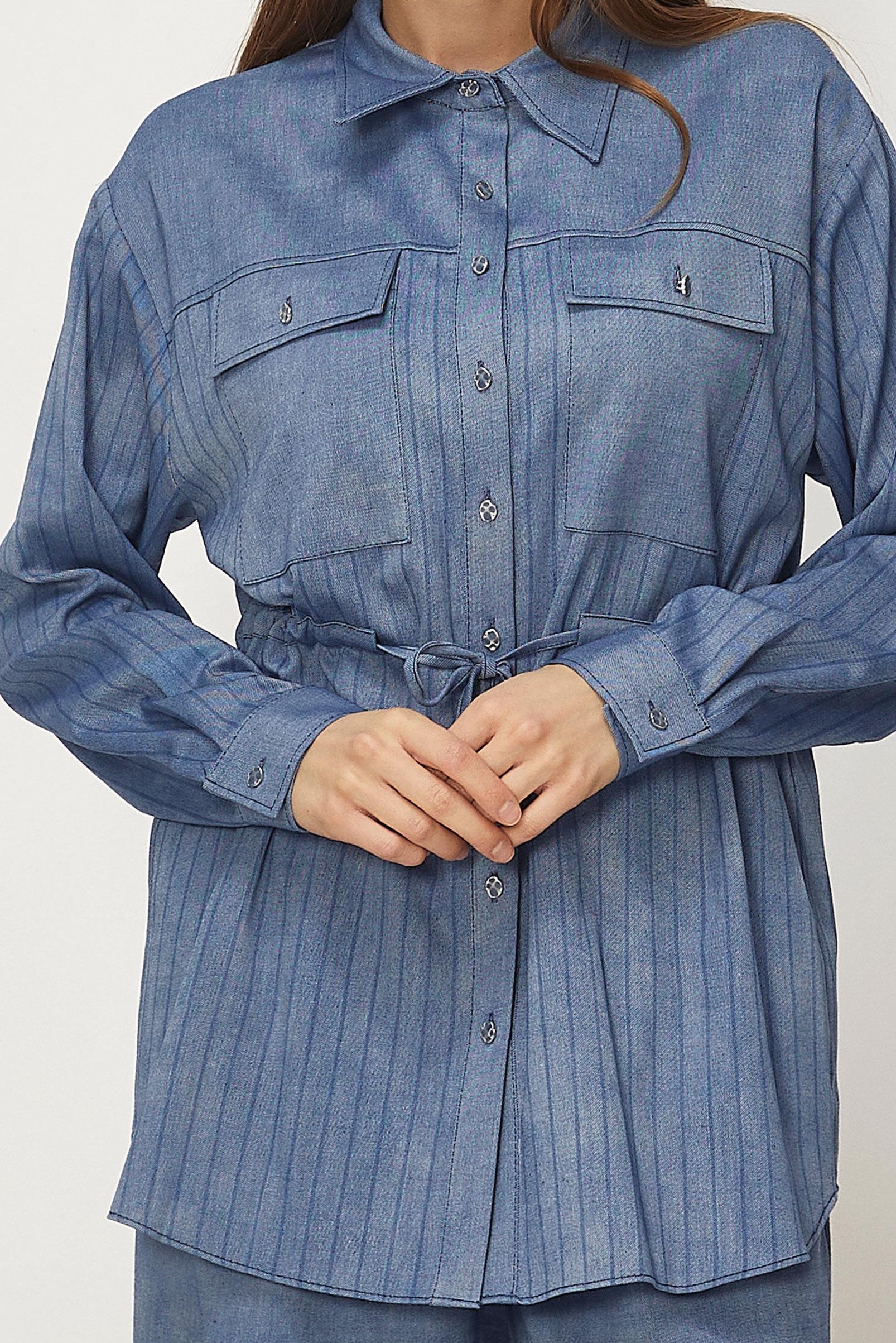 Hijab-Kleidung BLAU HOSENANZUG MIT DENIM-LOOK 46360