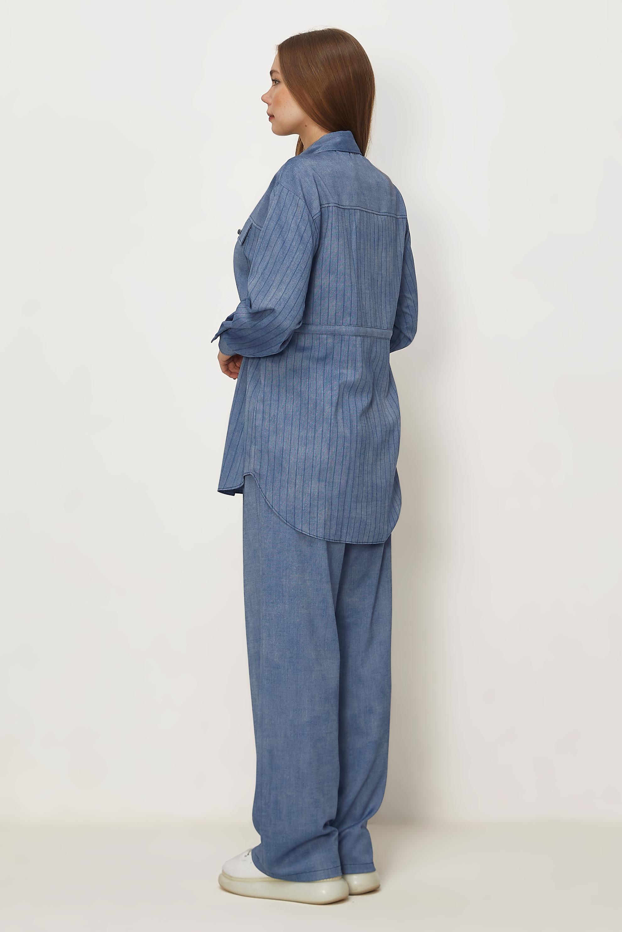 Hijab-Kleidung BLAU HOSENANZUG MIT DENIM-LOOK 46360