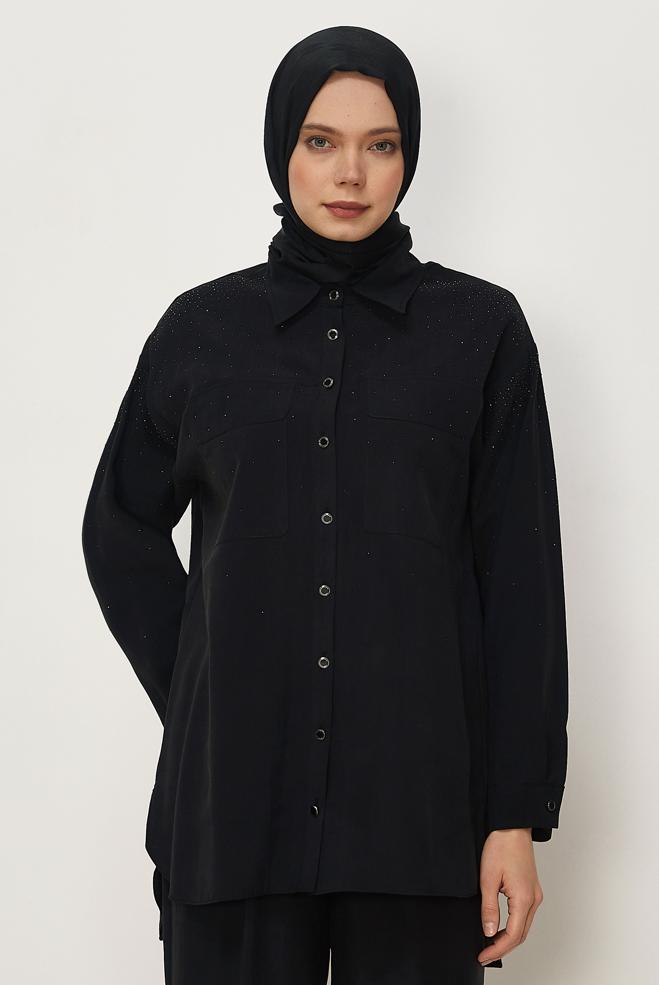 Hijab clothing BLACK GEM DETAILED MODAL PANTSUIT 46380 - ALVİNA