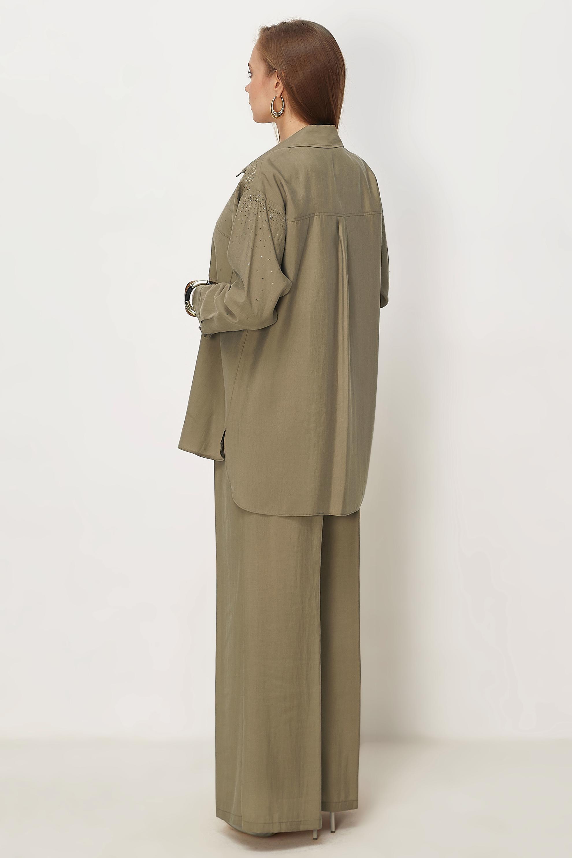 Hijab clothing BEIGE GEM DETAILED MODAL PANTSUIT 46380