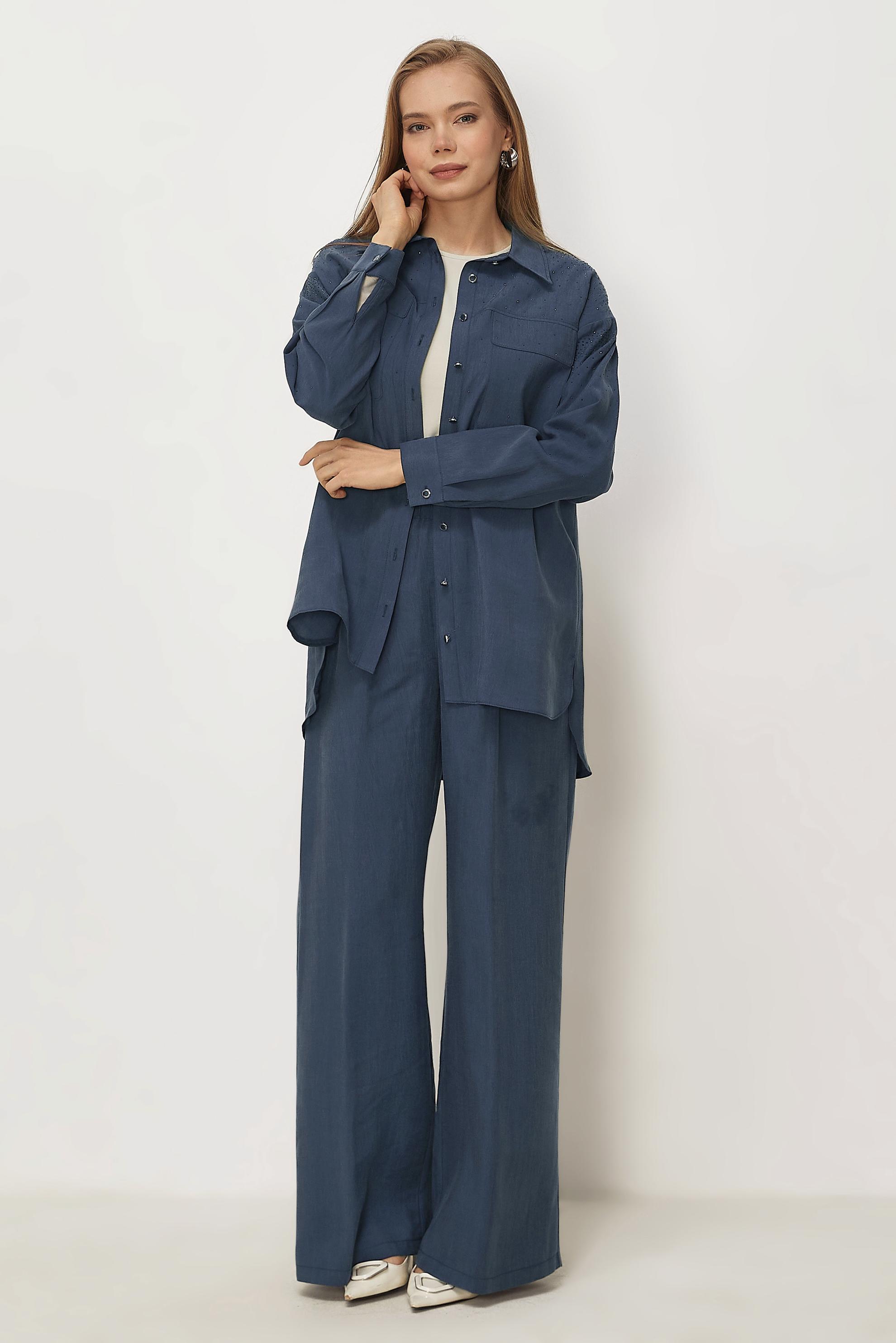 Hijab clothing NAVY BLUE GEM DETAILED MODAL PANTSUIT 46380