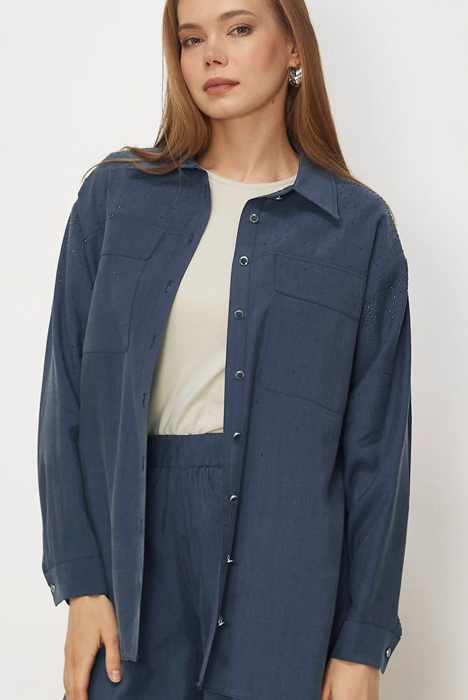 Hijab clothing NAVY BLUE GEM DETAILED MODAL PANTSUIT 46380 - ALVİNA