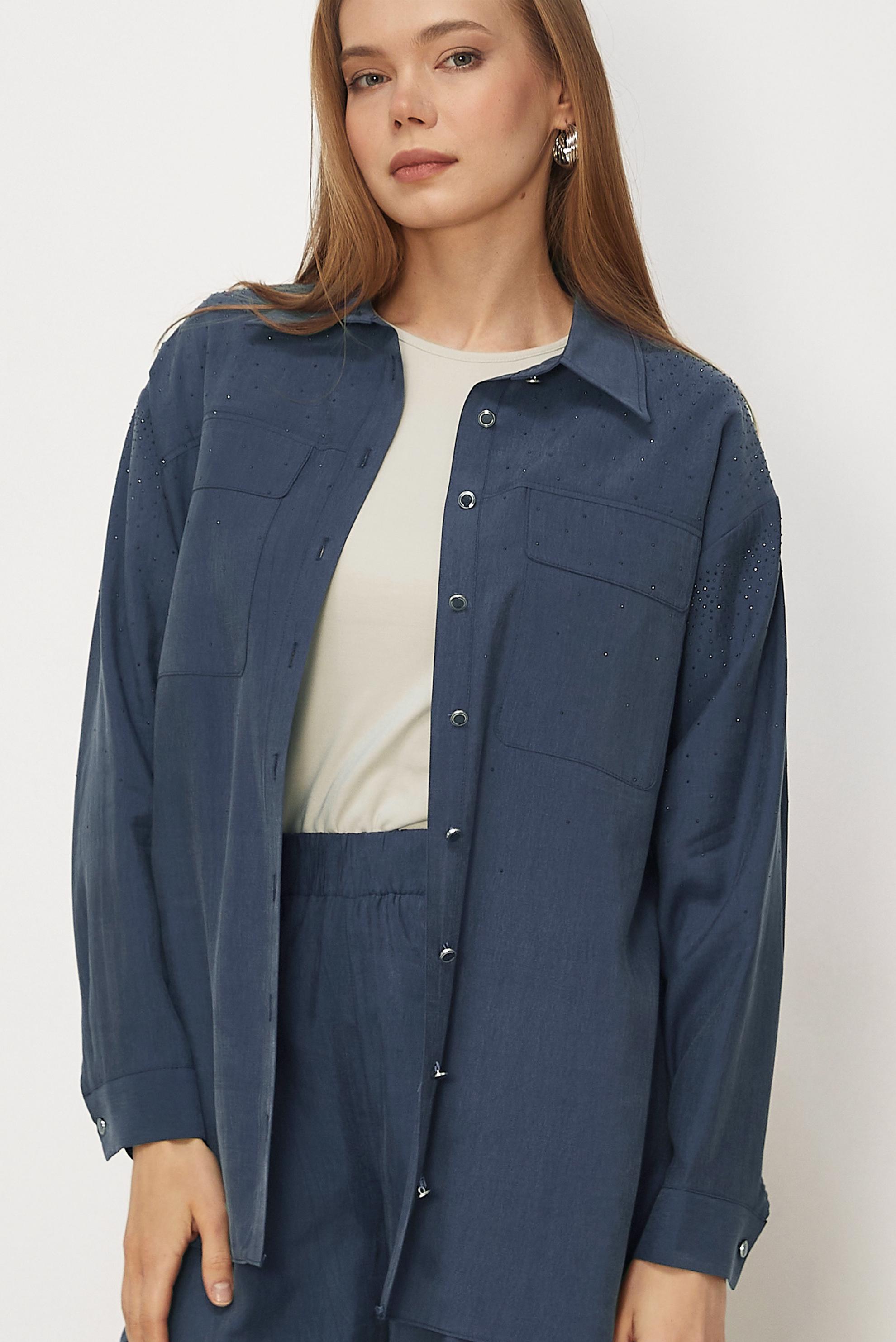 Hijab clothing NAVY BLUE GEM DETAILED MODAL PANTSUIT 46380