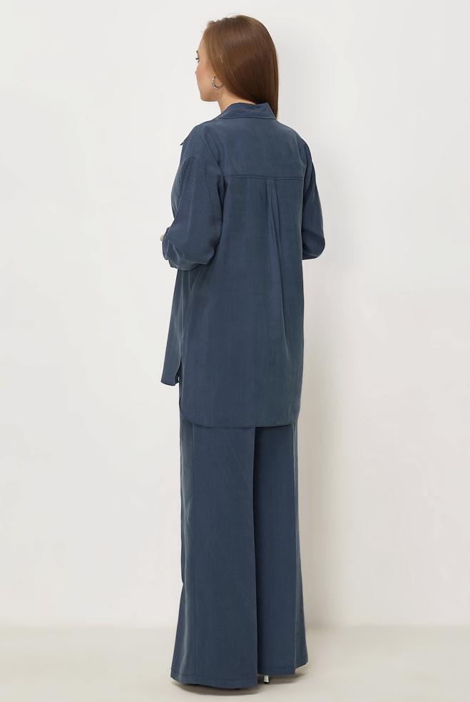 Hijab clothing NAVY BLUE GEM DETAILED MODAL PANTSUIT 46380 - ALVİNA