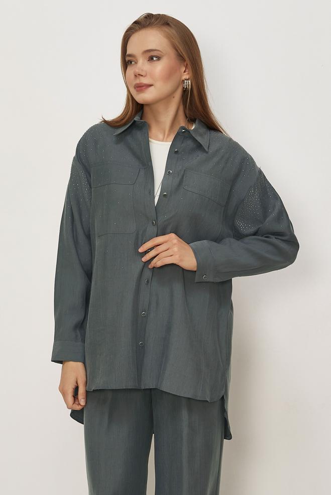 Hijab clothing GREY GEM DETAILED MODAL PANTSUIT 46380 - ALVİNA