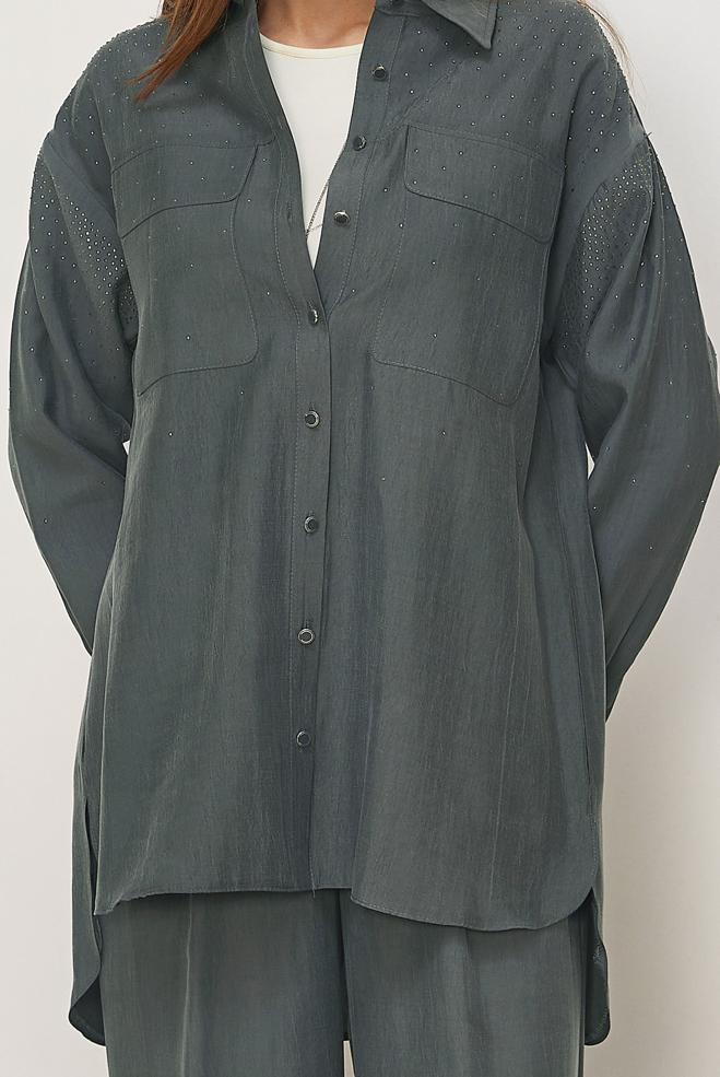 Hijab clothing GREY GEM DETAILED MODAL PANTSUIT 46380 - ALVİNA