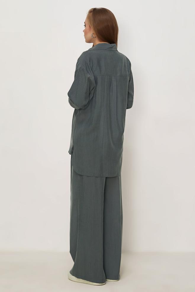 Hijab clothing GREY GEM DETAILED MODAL PANTSUIT 46380 - ALVİNA