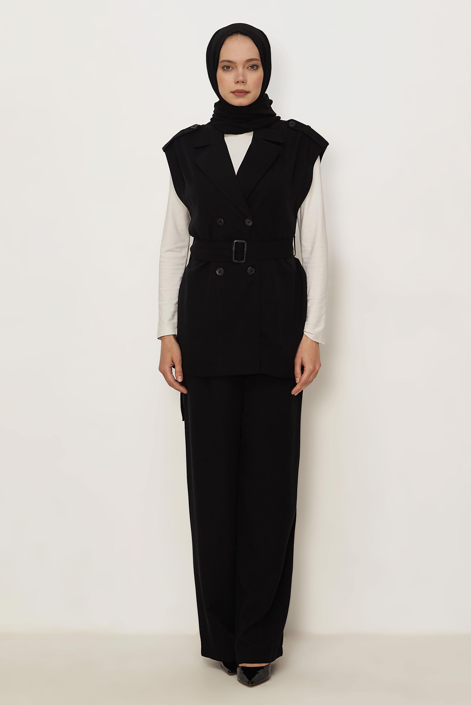 Hijab clothing BLACK BELTED PANTSUIT 46392