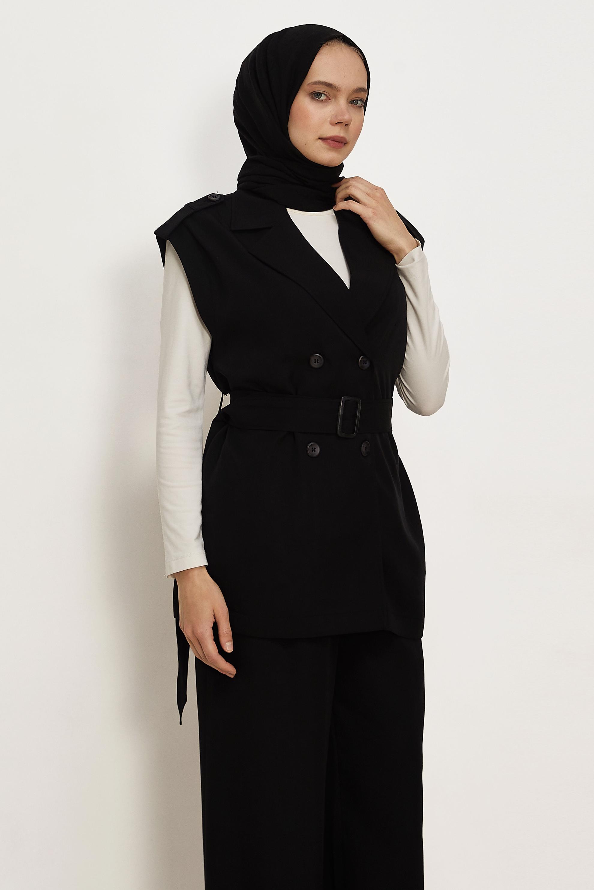Hijab clothing BLACK BELTED PANTSUIT 46392
