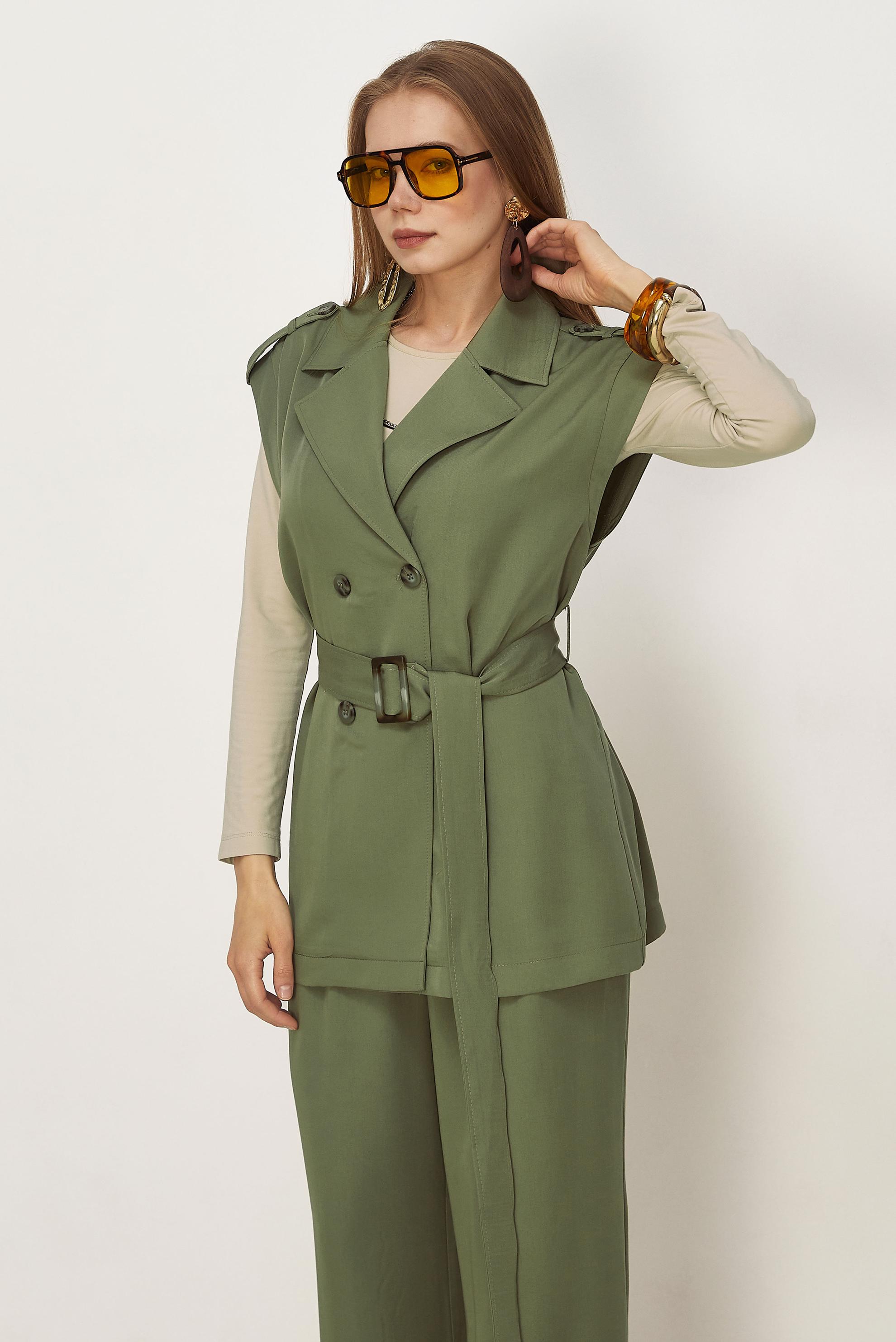 Hijab clothing KHAKI BELTED PANTSUIT 46392