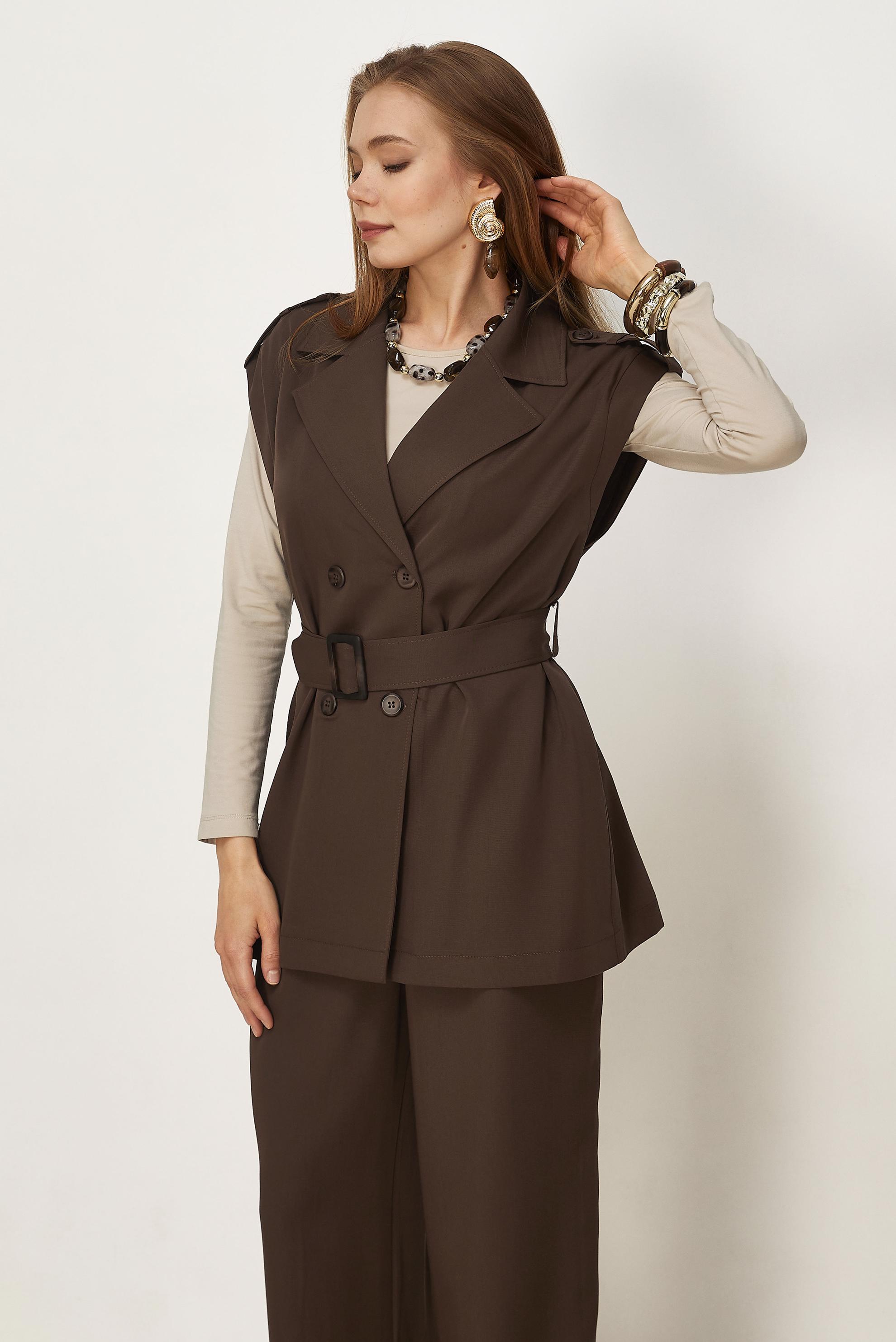 Hijab clothing BROWN BELTED PANTSUIT 46392