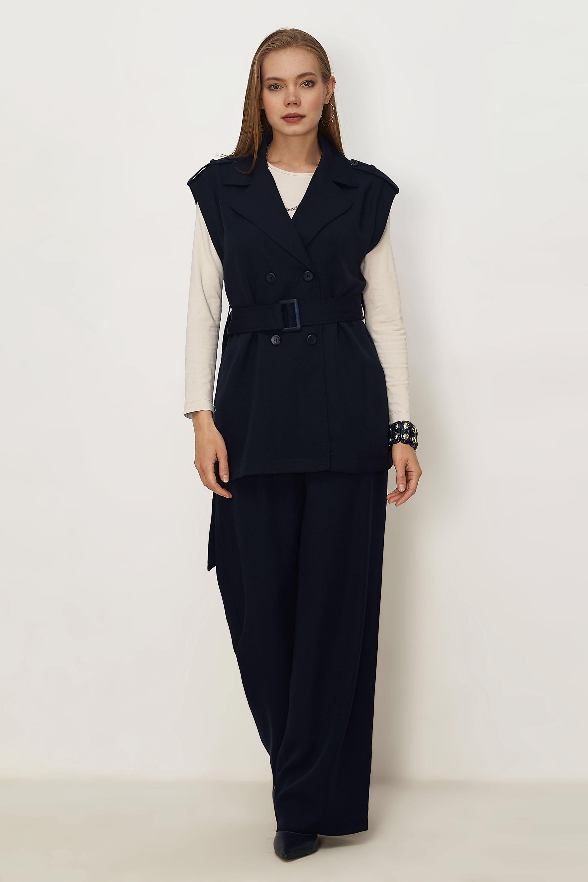 Hijab clothing NAVY BLUE BELTED PANTSUIT 46392