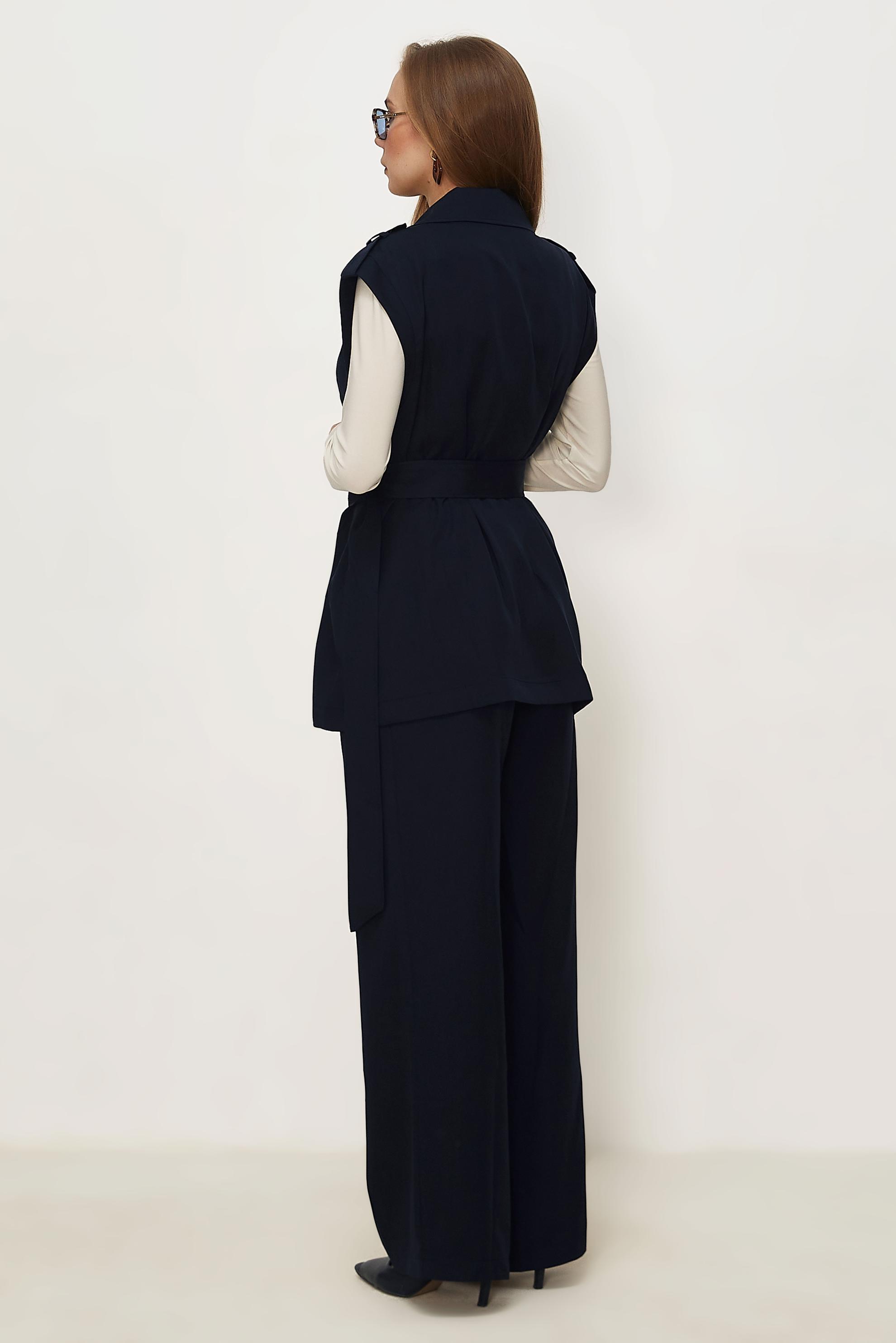 Hijab clothing NAVY BLUE BELTED PANTSUIT 46392