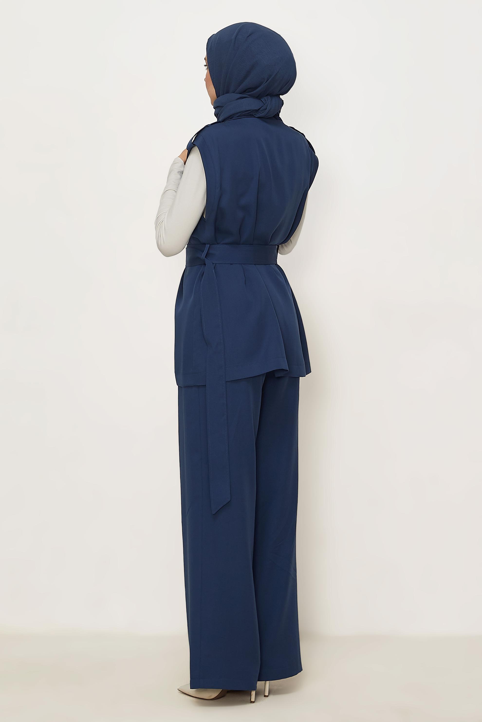 Hijab clothing NAVY BLUE BELTED PANTSUIT 46392