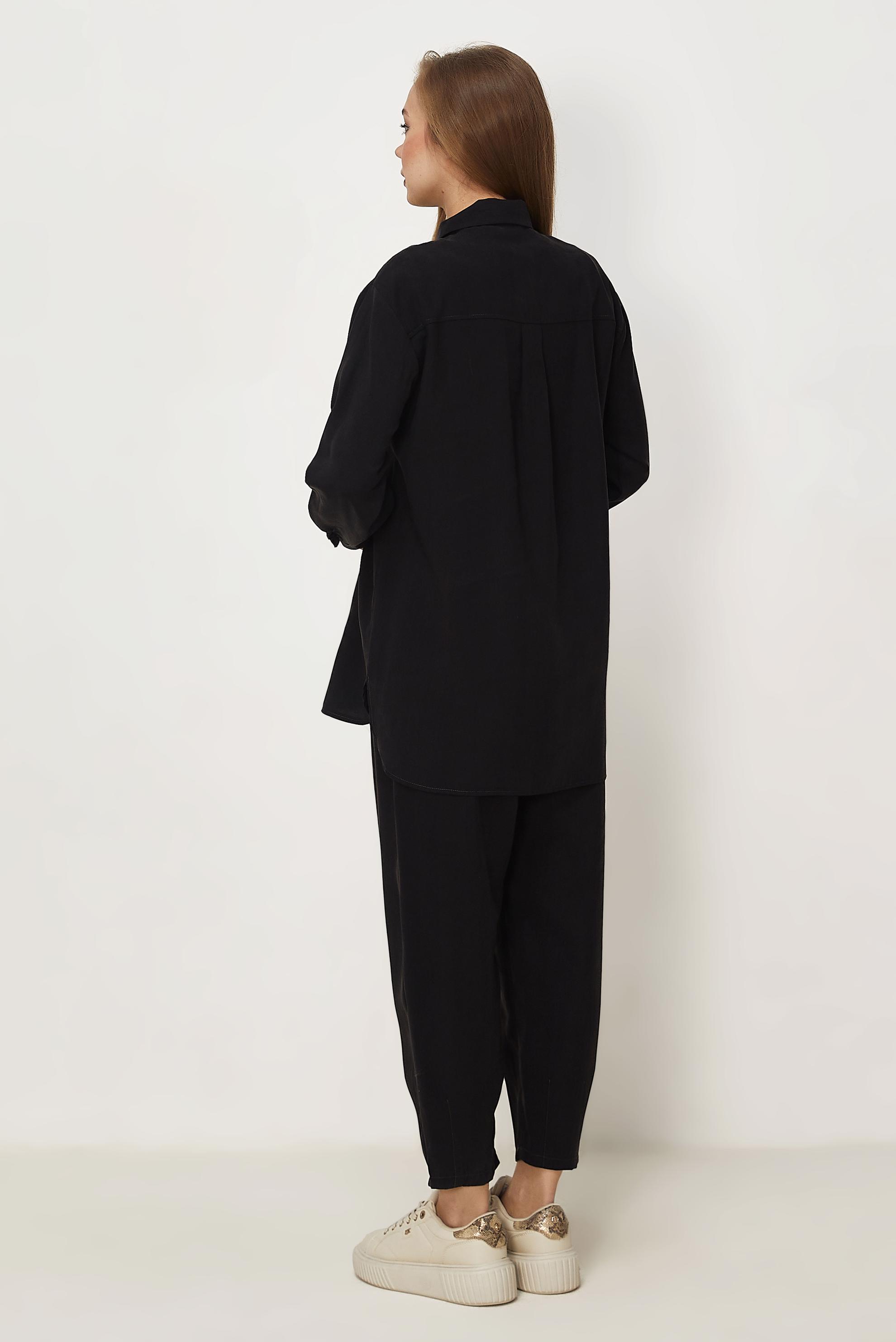 Hijab-Kleidung SCHWARZ HOSENANZUG MIT HEMDKRAGEN 46399