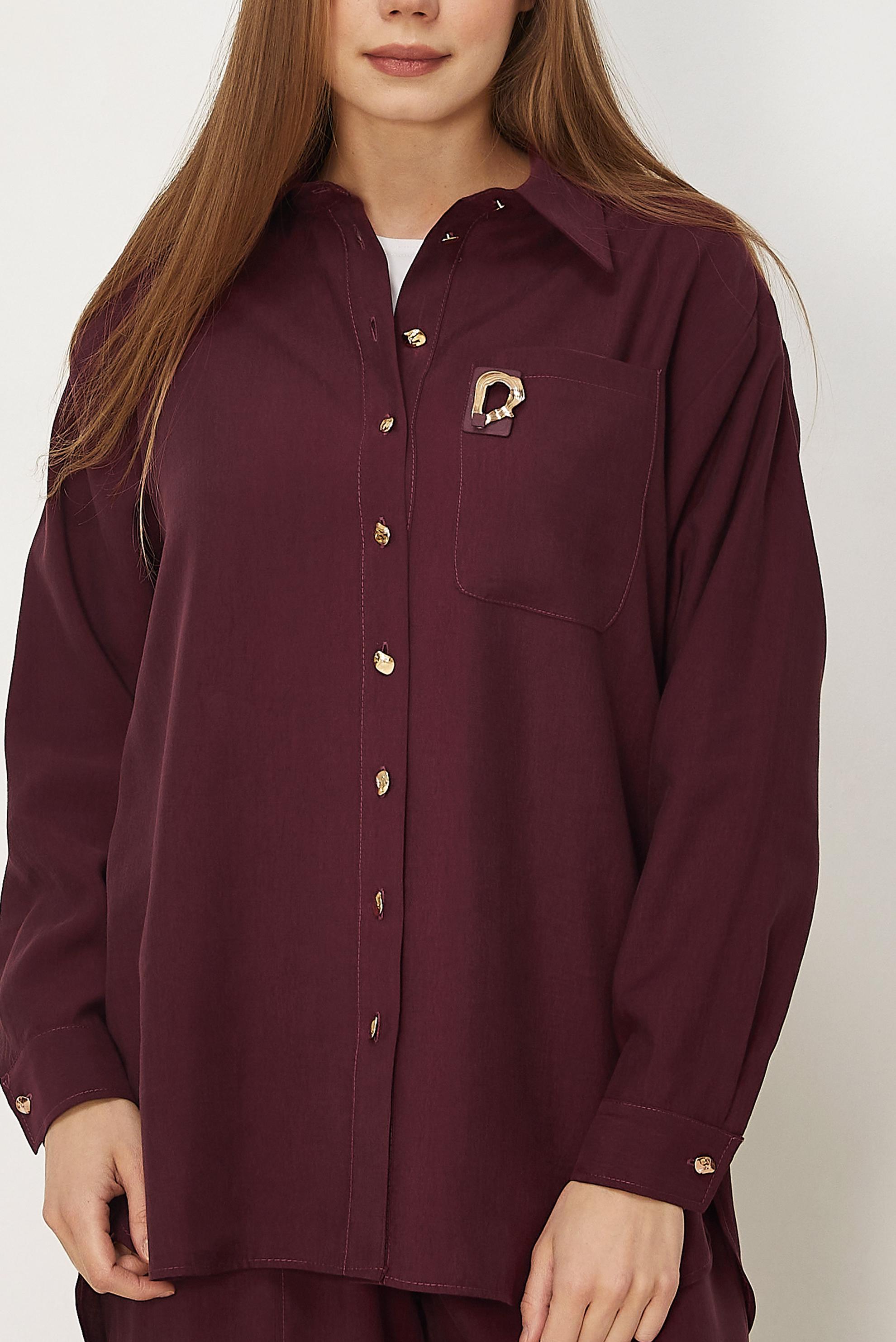 Hijab-Kleidung BURGUND HOSENANZUG MIT HEMDKRAGEN 46399