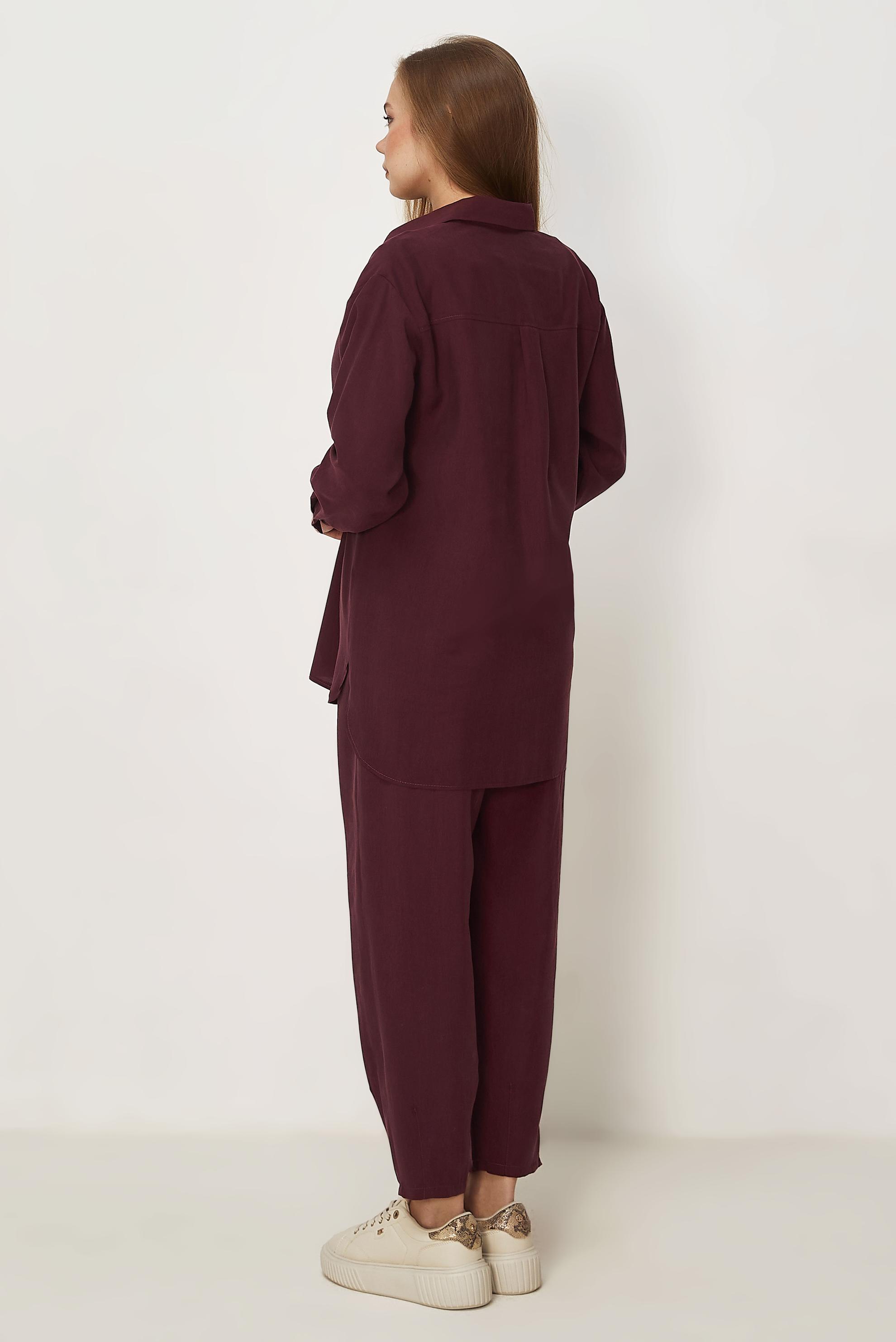 Hijab-Kleidung BURGUND HOSENANZUG MIT HEMDKRAGEN 46399