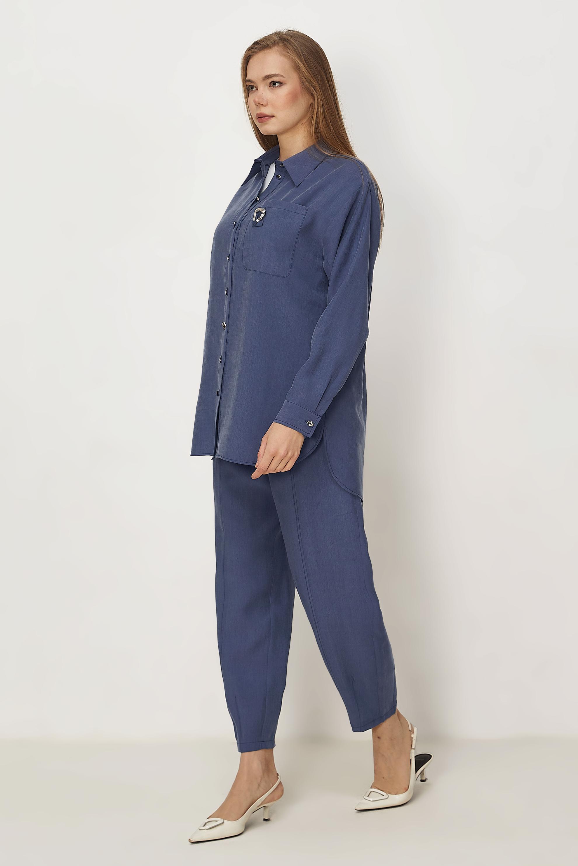 Hijab-Kleidung NAVY BLAU HOSENANZUG MIT HEMDKRAGEN 46399