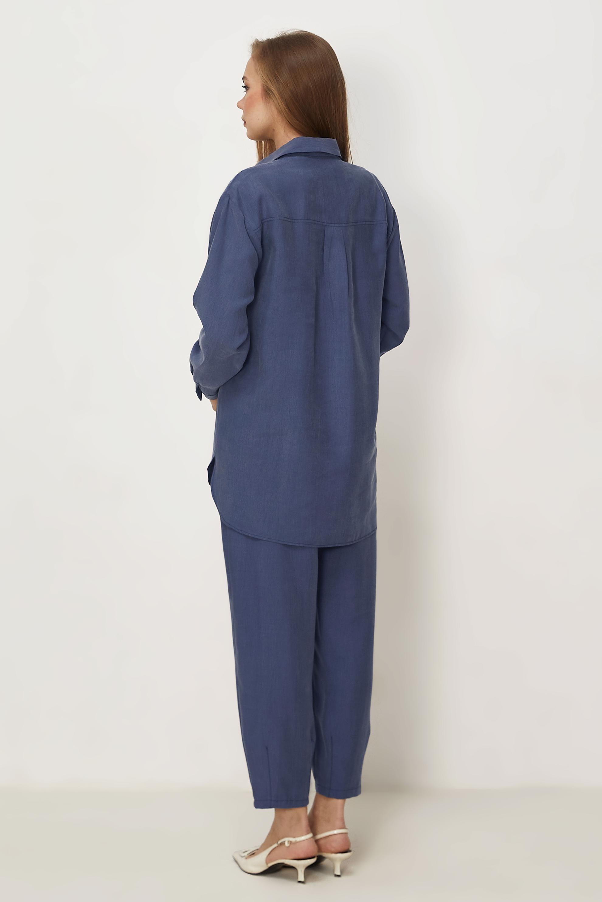 Hijab-Kleidung NAVY BLAU HOSENANZUG MIT HEMDKRAGEN 46399