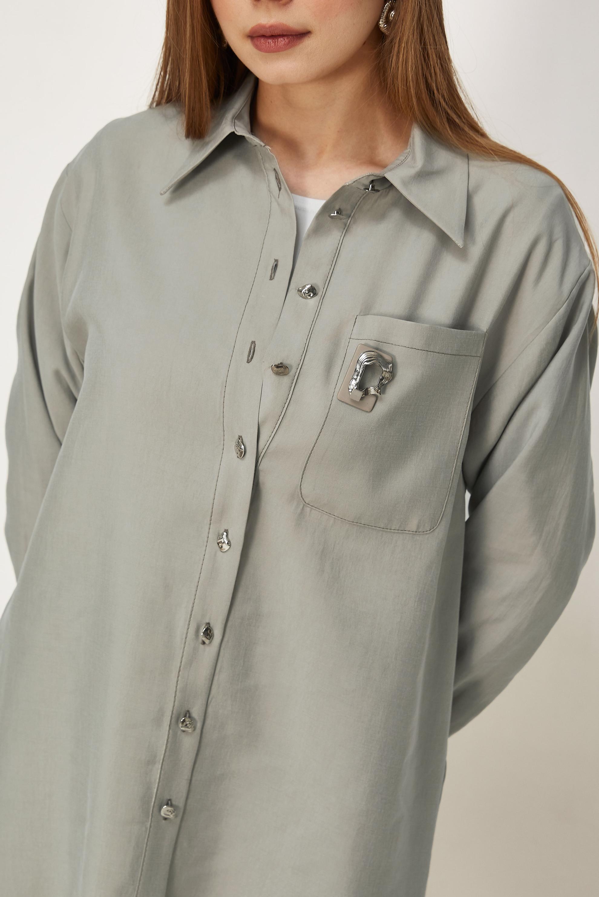 Hijab-Kleidung BEIGE HOSENANZUG MIT HEMDKRAGEN 46399