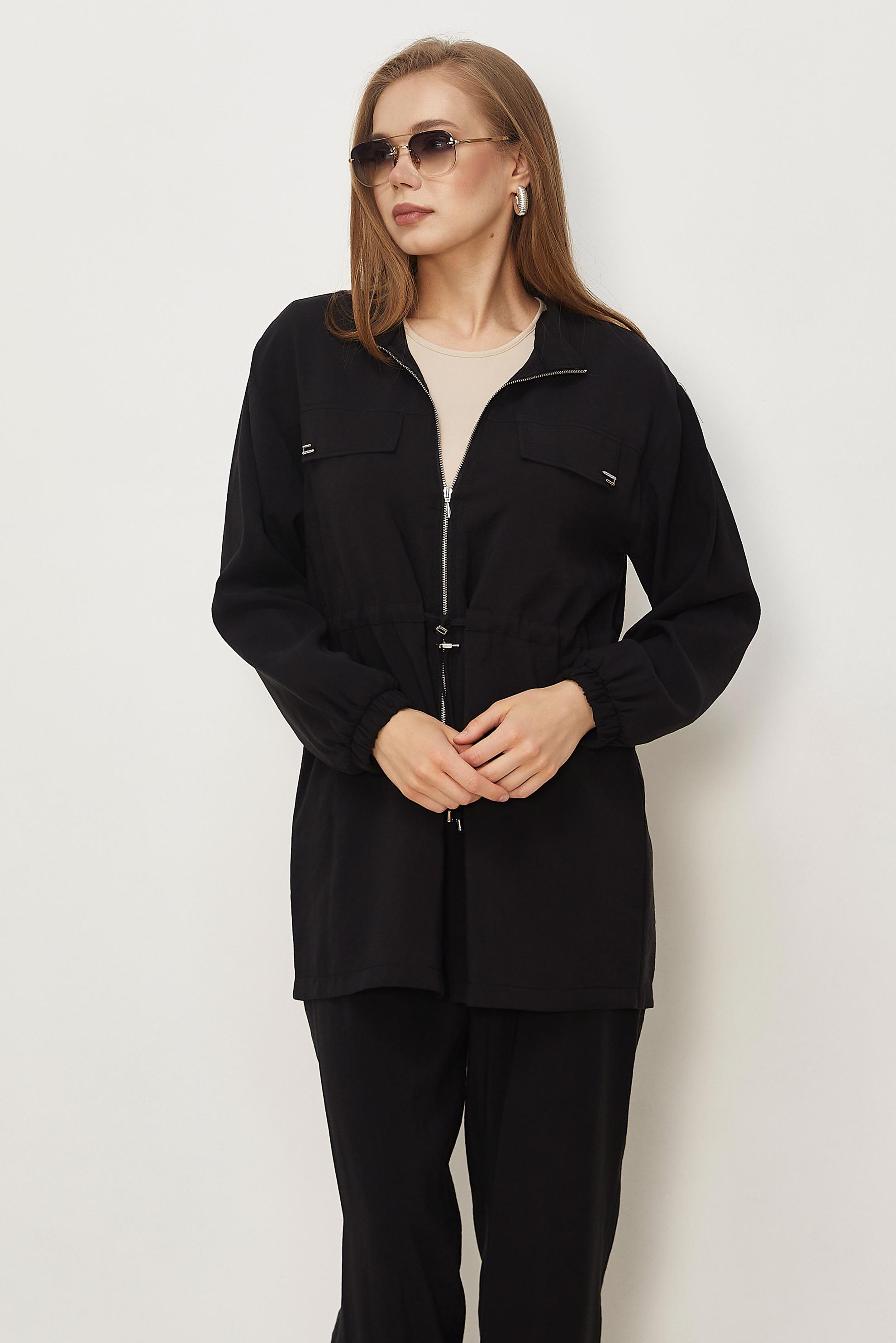 Hijab clothing BLACK SMOCKED WAIST MODAL PANTSUIT 46459