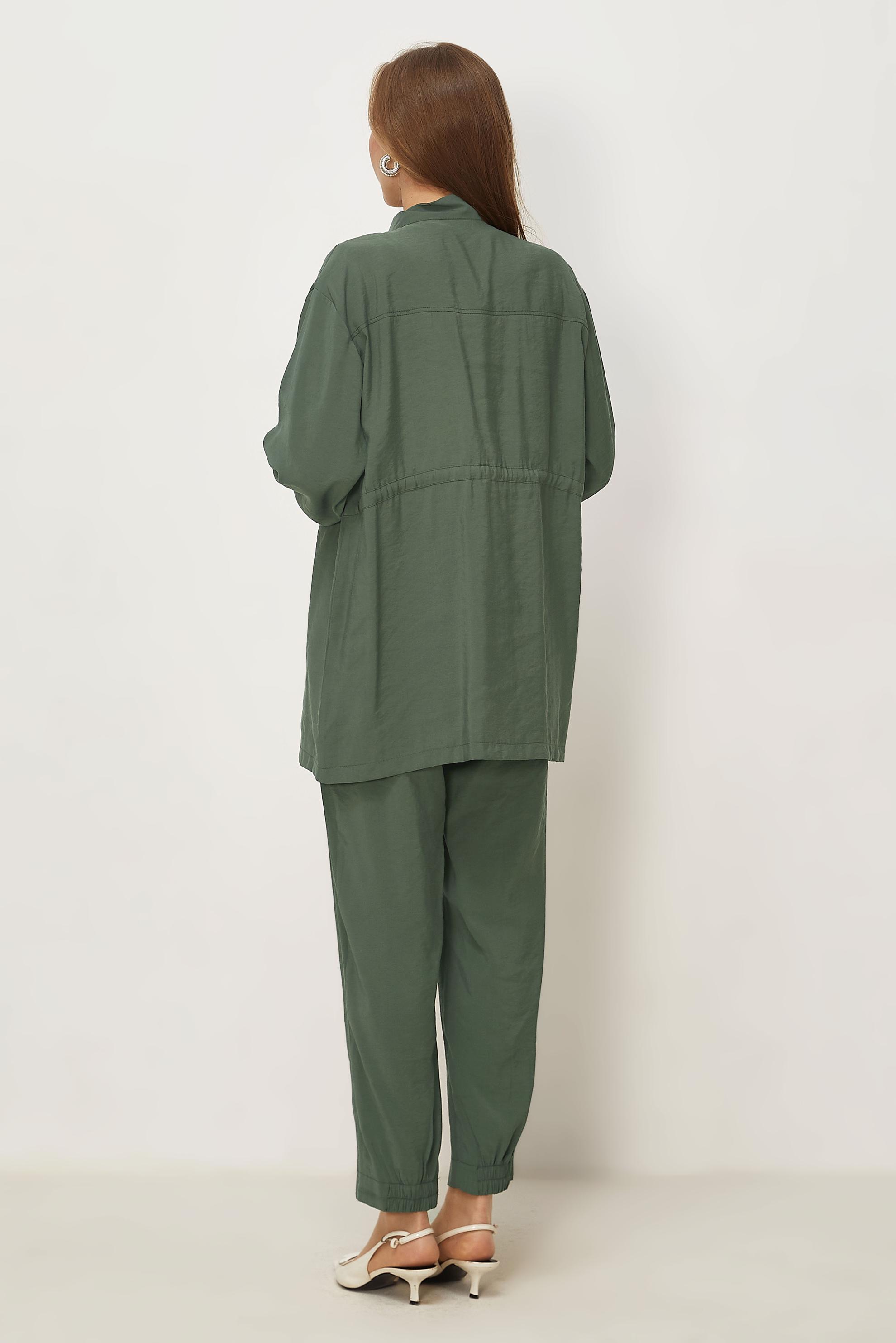 Hijab clothing KHAKI SMOCKED WAIST MODAL PANTSUIT 46459