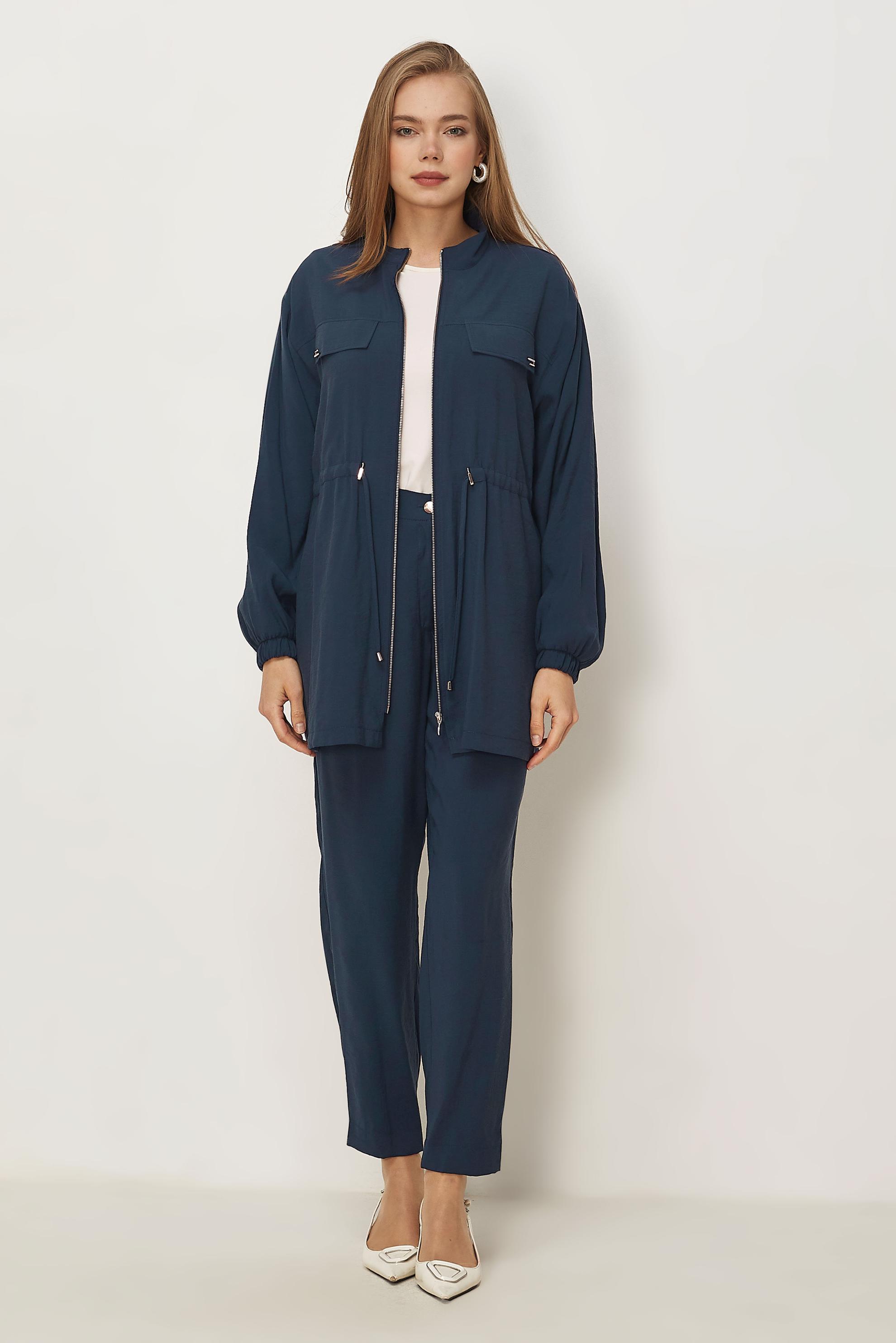 Hijab clothing NAVY BLUE SMOCKED WAIST MODAL PANTSUIT 46459