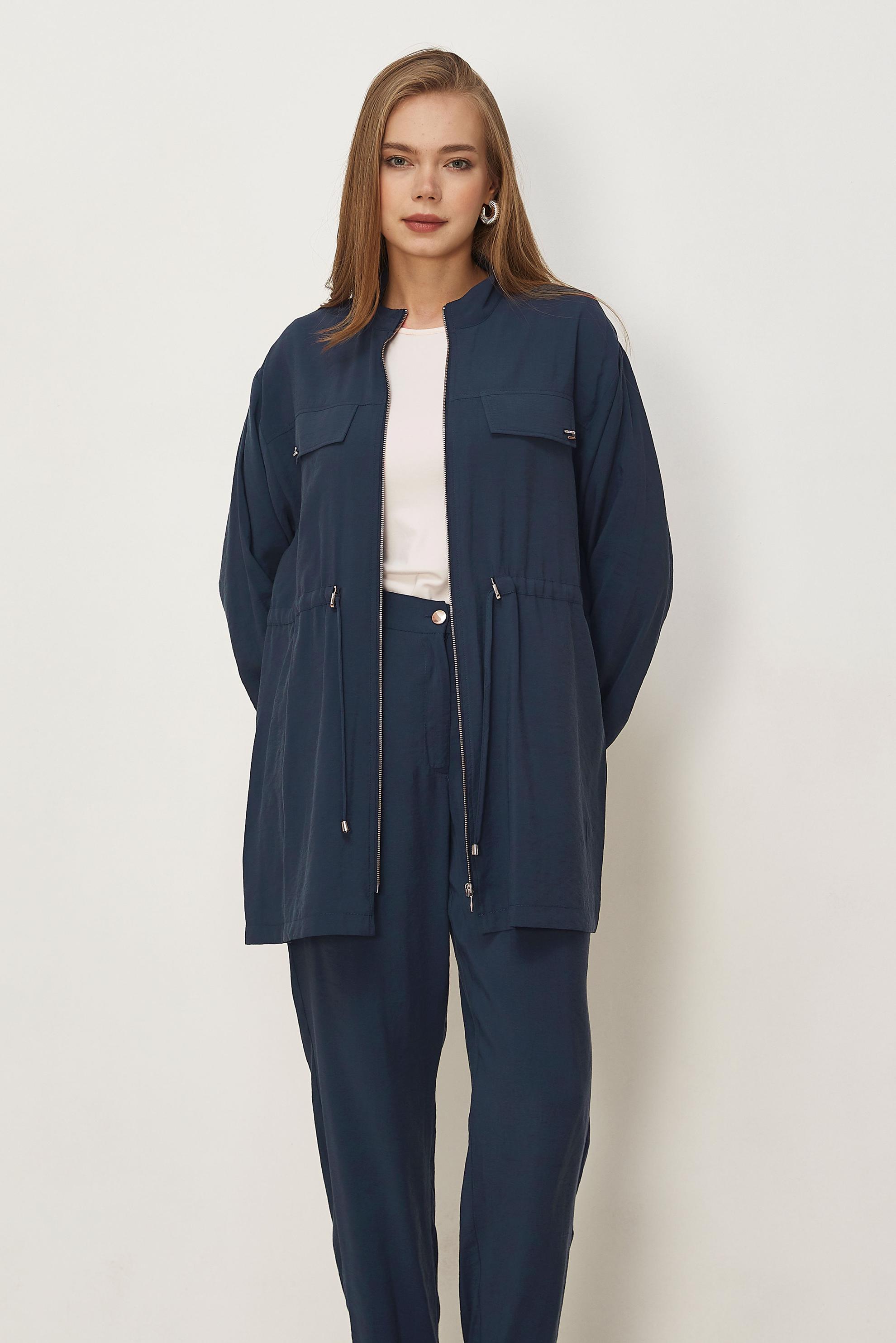 Hijab clothing NAVY BLUE SMOCKED WAIST MODAL PANTSUIT 46459