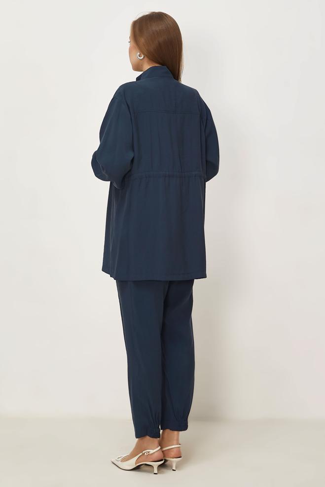 Hijab clothing NAVY BLUE SMOCKED WAIST MODAL PANTSUIT 46459 - ALVİNA