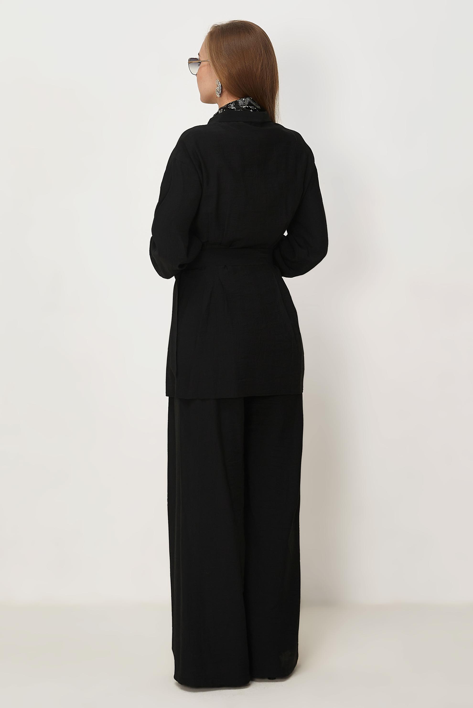 Hijab-Kleidung SCHWARZ HOSENANZUG MIT GÜRTEL 46486