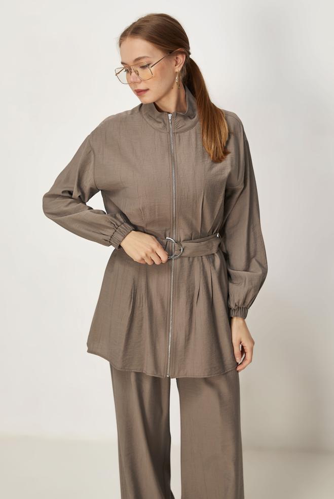 Hijab-Kleidung NERZ HOSENANZUG MIT GÜRTEL 46486 - ALVİNA