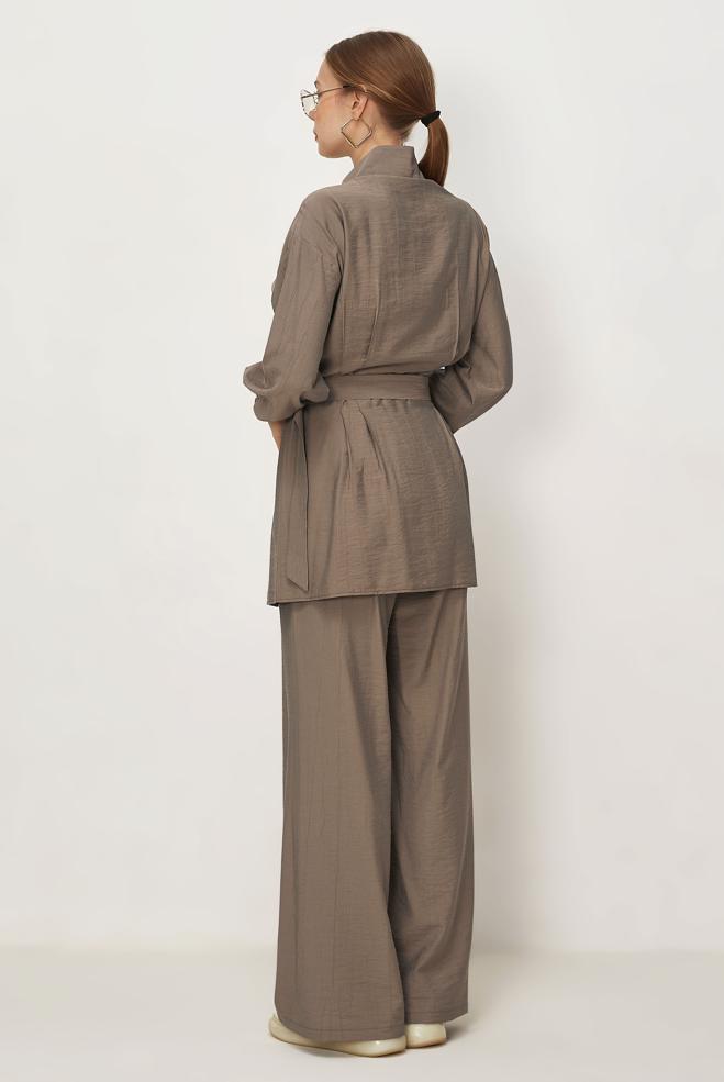 Hijab-Kleidung NERZ HOSENANZUG MIT GÜRTEL 46486 - ALVİNA