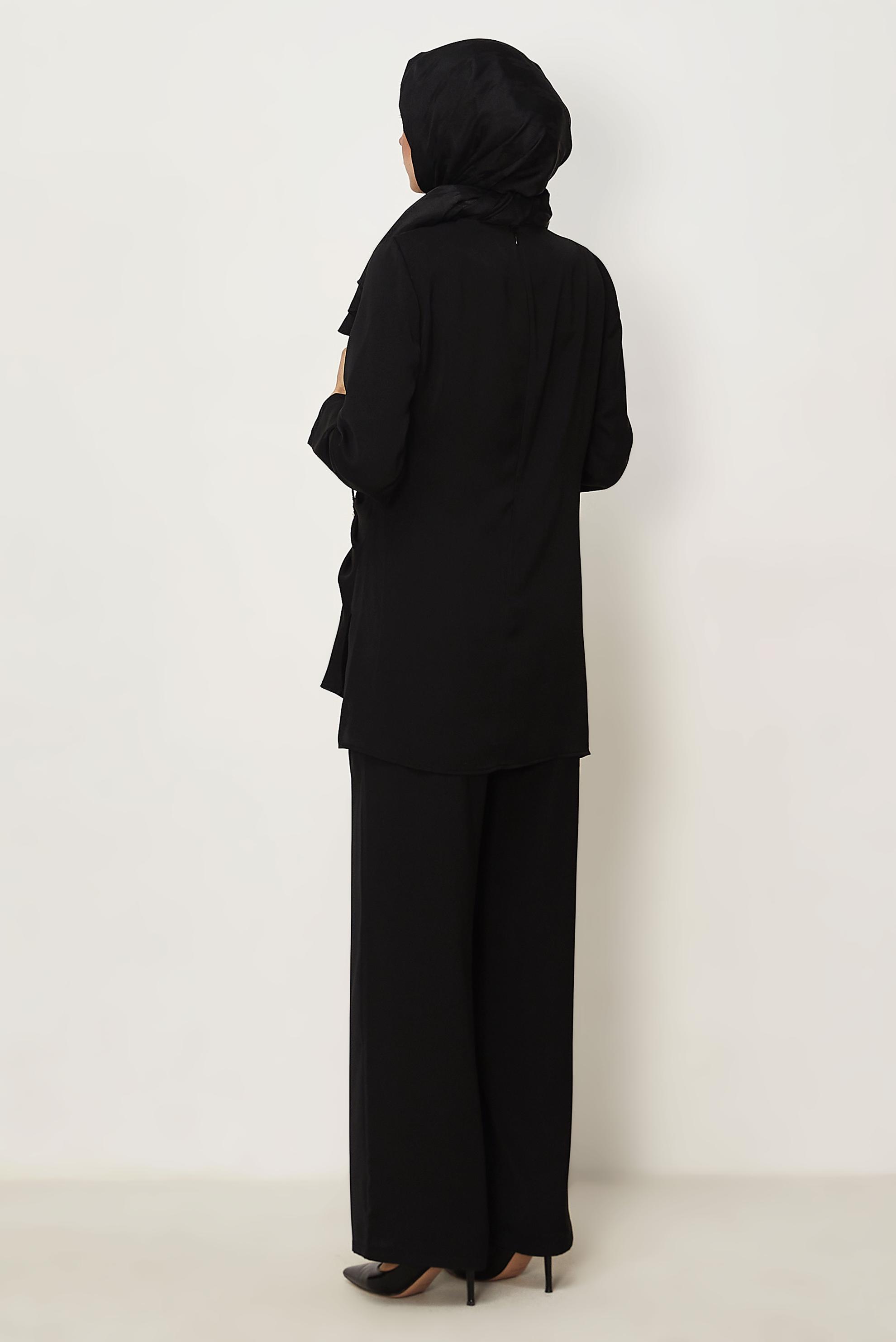 Vêtements hijab NOIR ENSEMBLE PANTALON EN SATIN 46487
