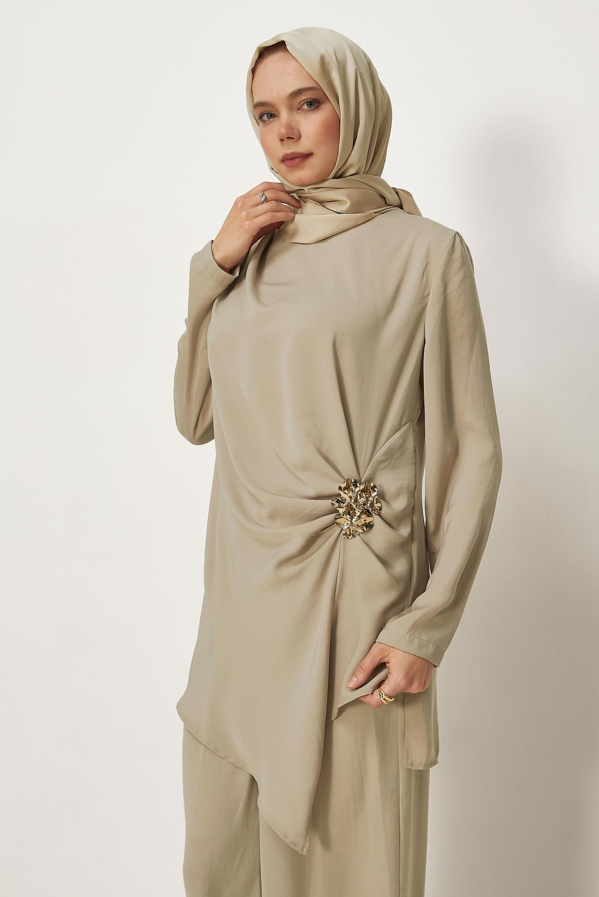 Vêtements hijab SABLE ENSEMBLE PANTALON EN SATIN 46487