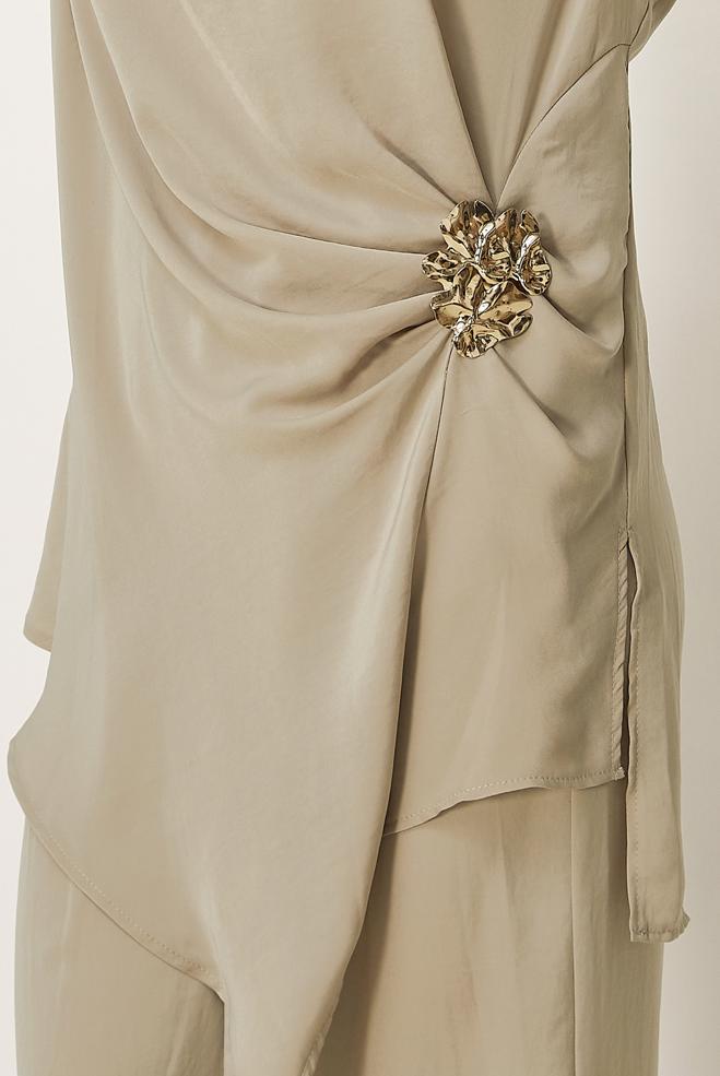 Hijab clothing SAND SATIN PANTSUIT 46487 - ALVİNA