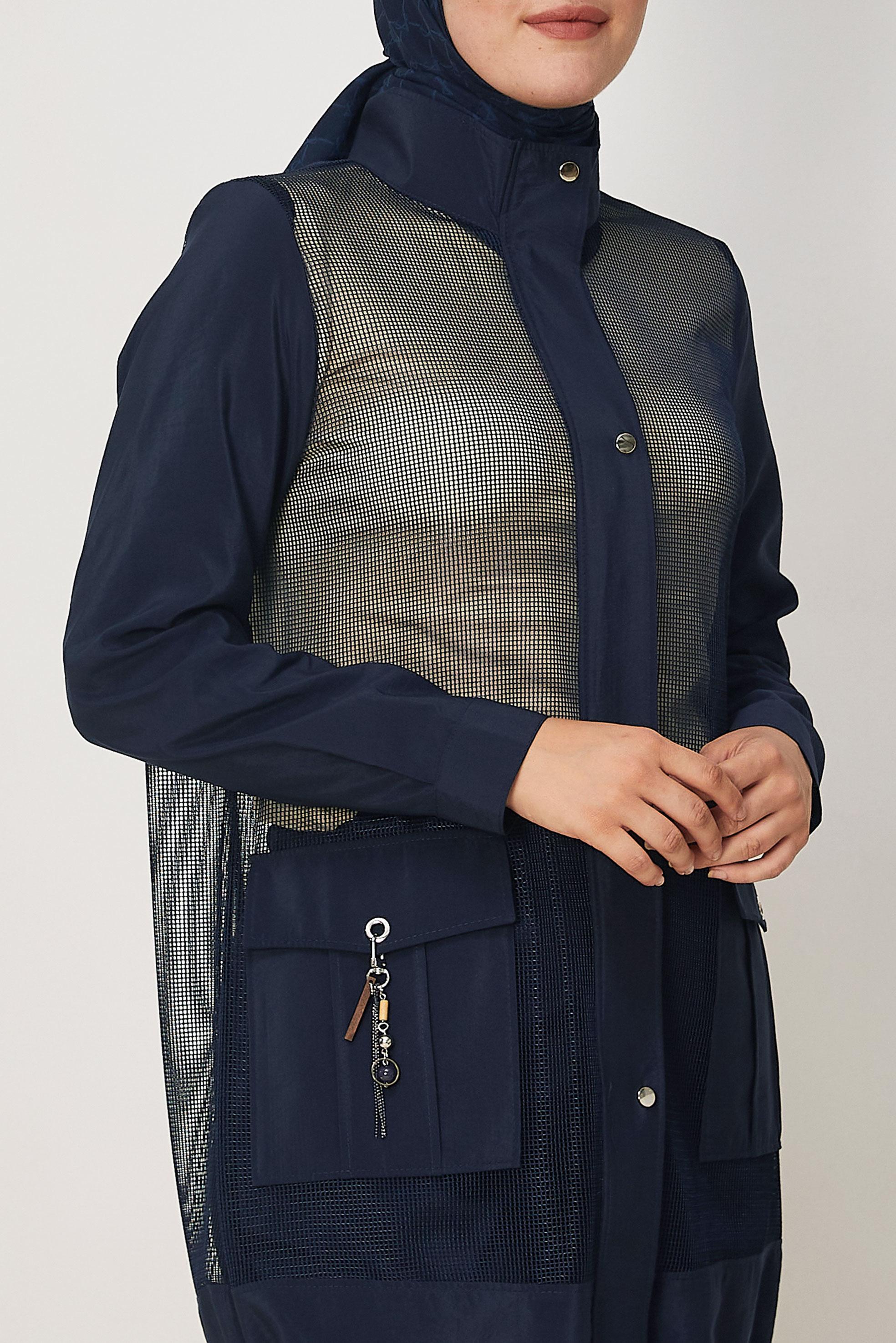 Tesettür giyim LACİVERT FİLELİ PARAŞÜT KUMAŞ PANTOLONLU TAKIM 46502