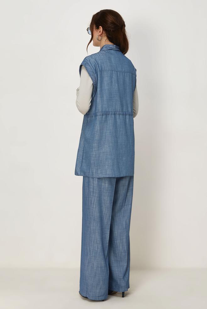 Tesettür giyim MAVİ 46608 DENIM KOT 2Lİ PANT.TK. 38-44 - ALVİNA