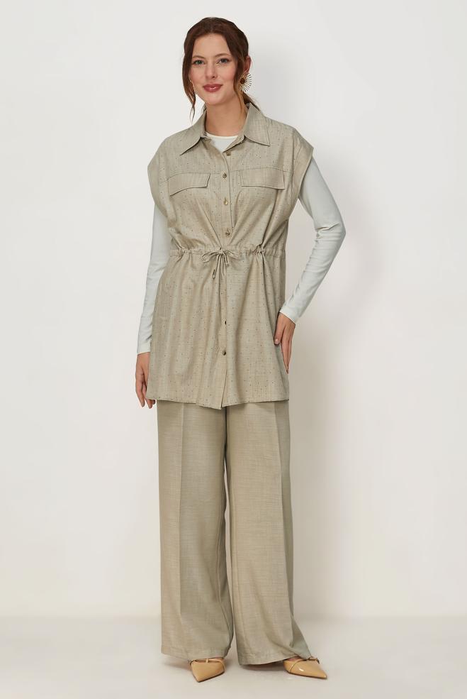 Tesettür giyim KAHVE 46608 DENIM KOT 2Lİ PANT.TK. 38-44 - ALVİNA