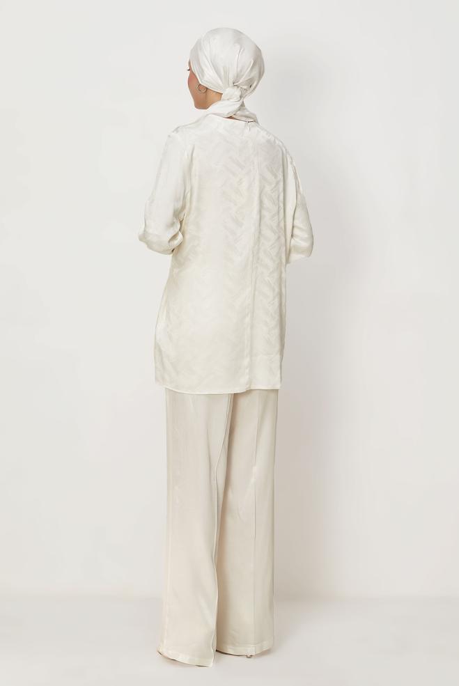 Hijab clothing WHITE BELT DETAILED PANTSUIT 46669 - ALVİNA