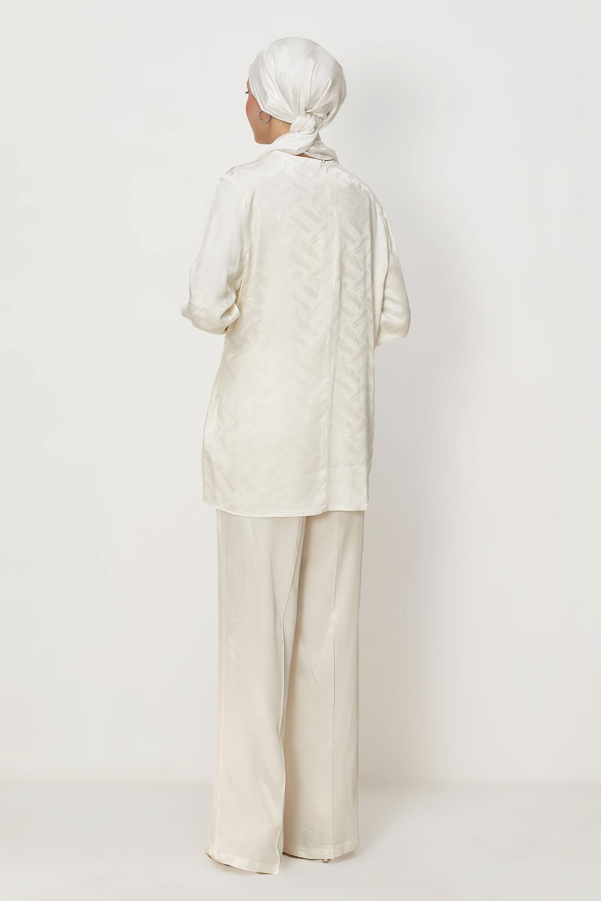 Hijab clothing WHITE BELT DETAILED PANTSUIT 46669