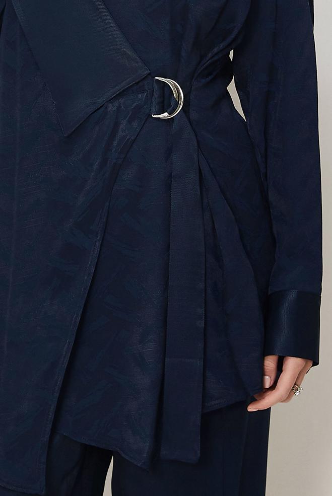 Hijab clothing NAVY BLUE BELT DETAILED PANTSUIT 46669 - ALVİNA
