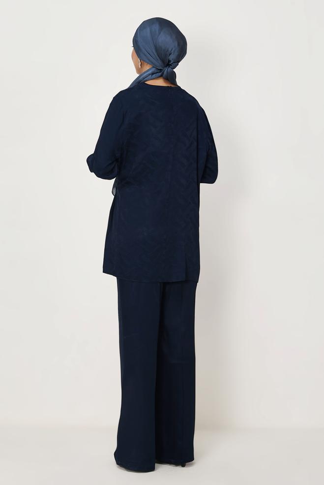 Hijab clothing NAVY BLUE BELT DETAILED PANTSUIT 46669 - ALVİNA