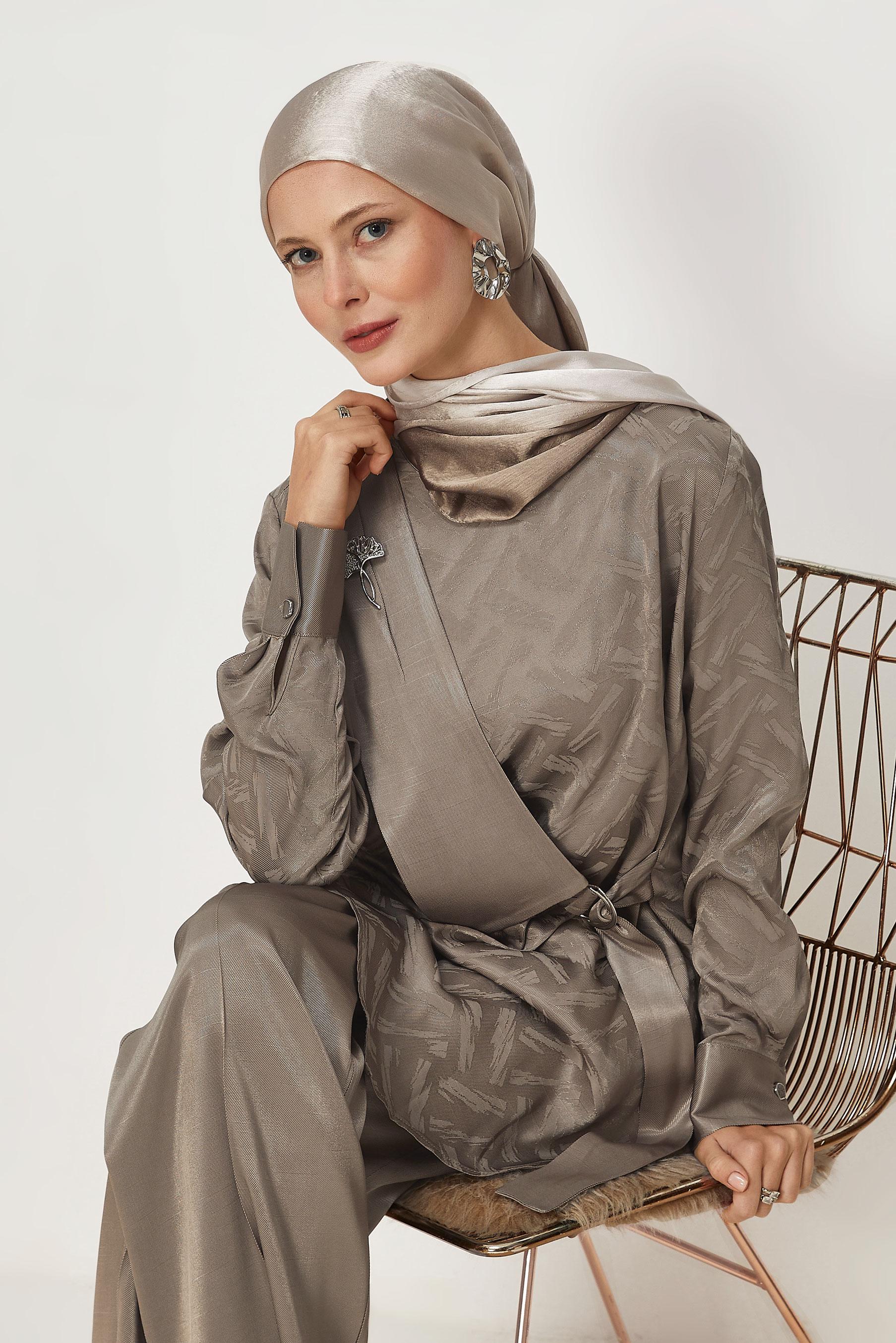 Hijab clothing MINK BELT DETAILED PANTSUIT 46669