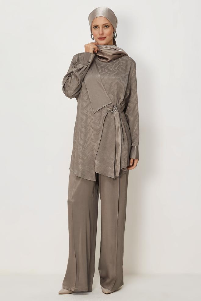 Hijab clothing MINK BELT DETAILED PANTSUIT 46669 - ALVİNA