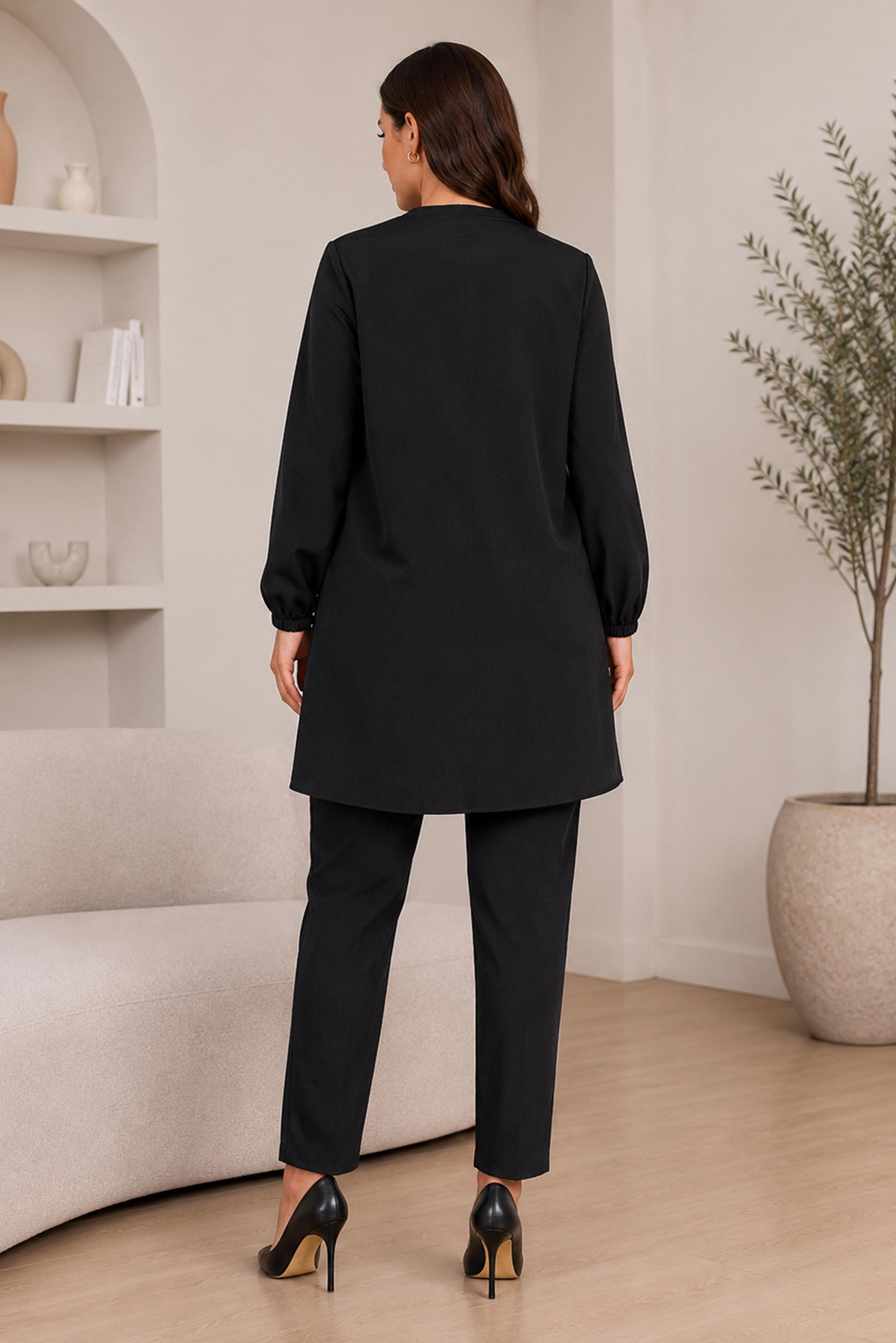 Hijab clothing BLACK PLUS SIZE ZIPPERED TUNIC 20787