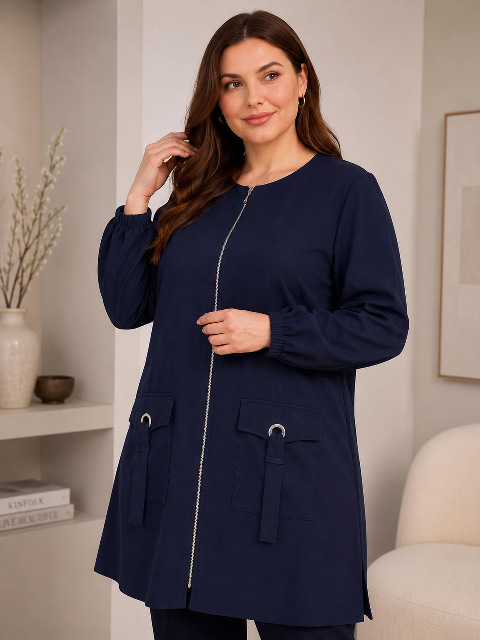 Hijab clothing NAVY BLUE PLUS SIZE ZIPPERED TUNIC 20787