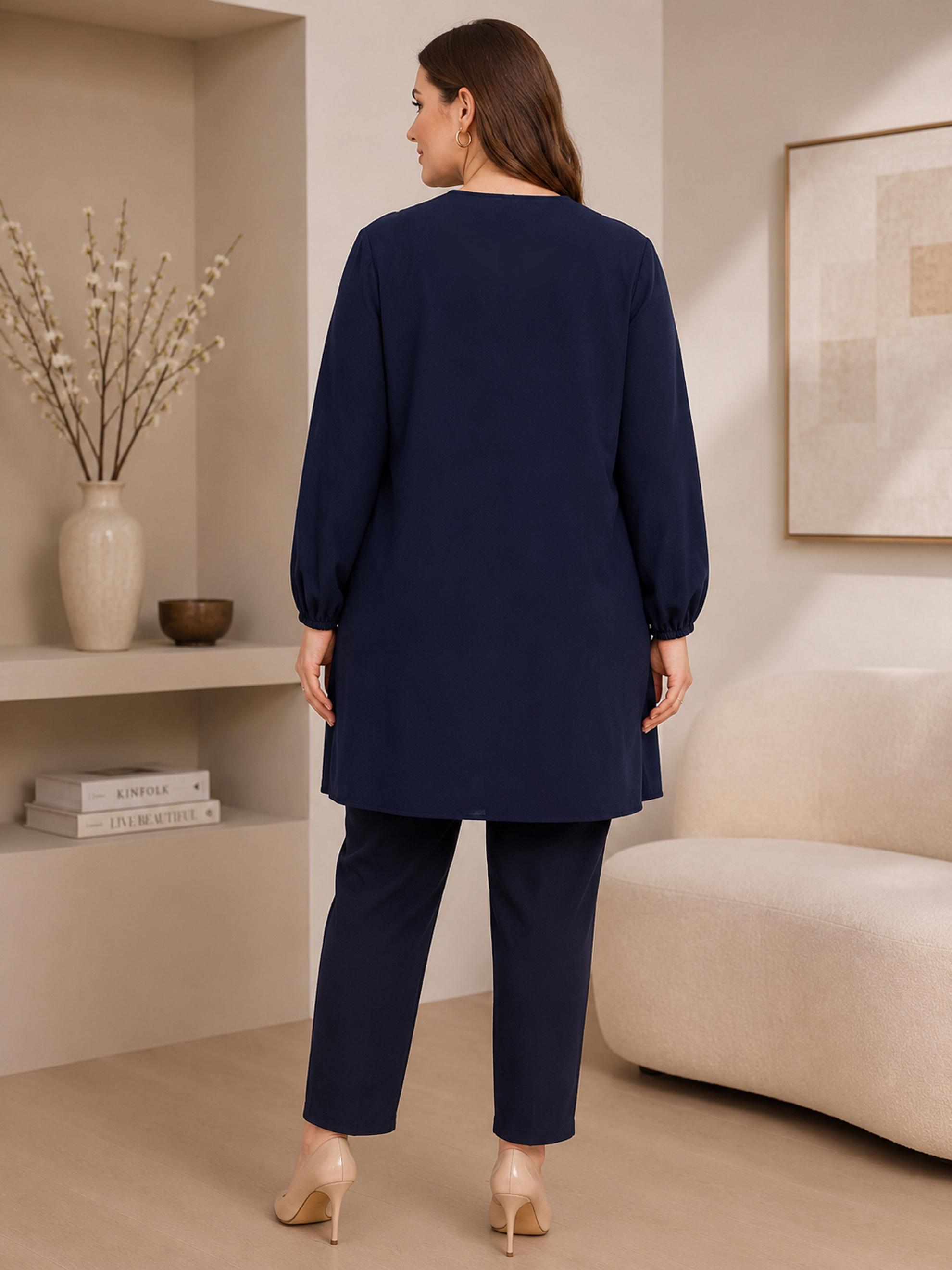 Hijab clothing NAVY BLUE PLUS SIZE ZIPPERED TUNIC 20787