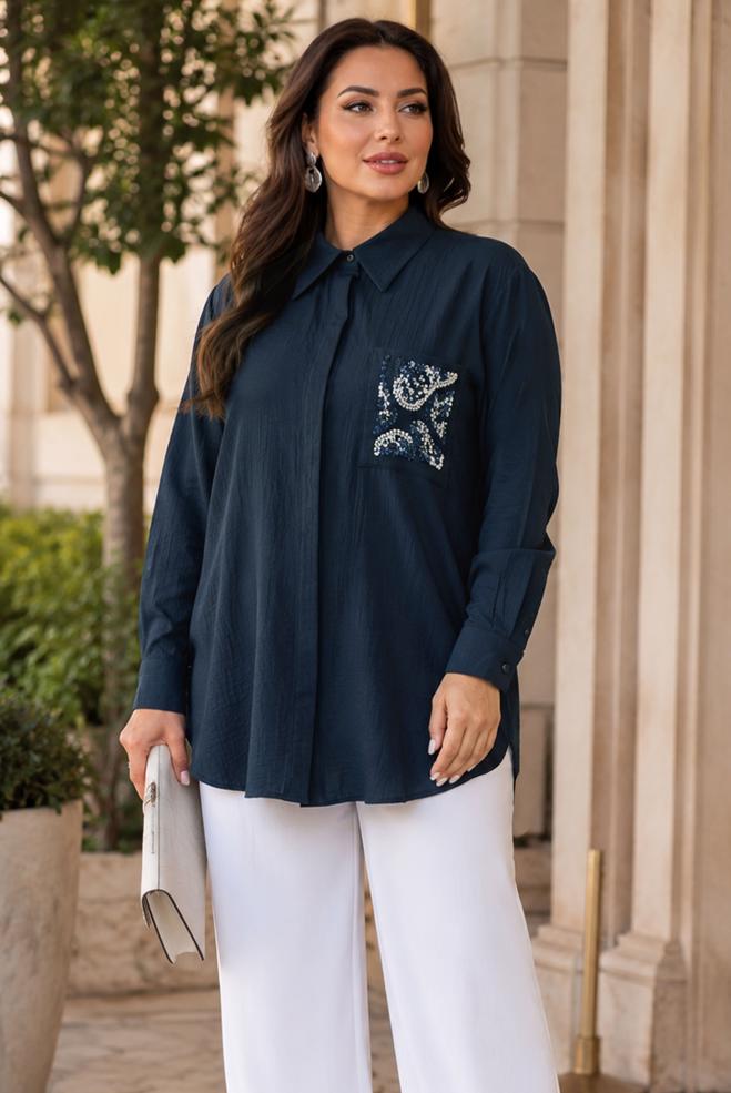 Hijab clothing NAVY BLUE 20809 ÇİLEK TUNİK 42-50 TEK40 - ALVİNA