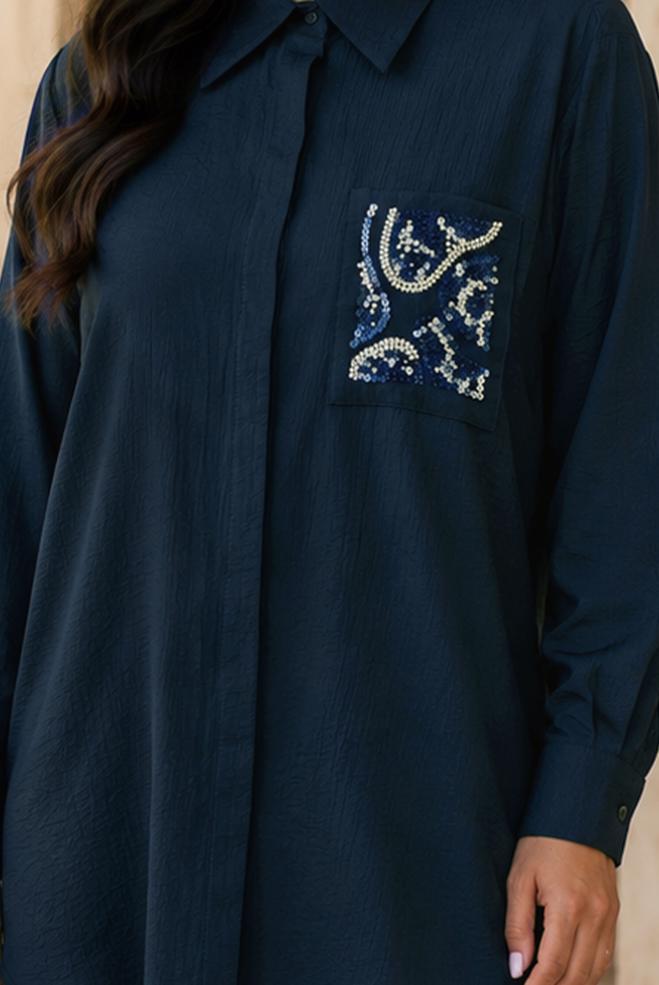 Hijab clothing NAVY BLUE 20809 ÇİLEK TUNİK 42-50 TEK40 - ALVİNA
